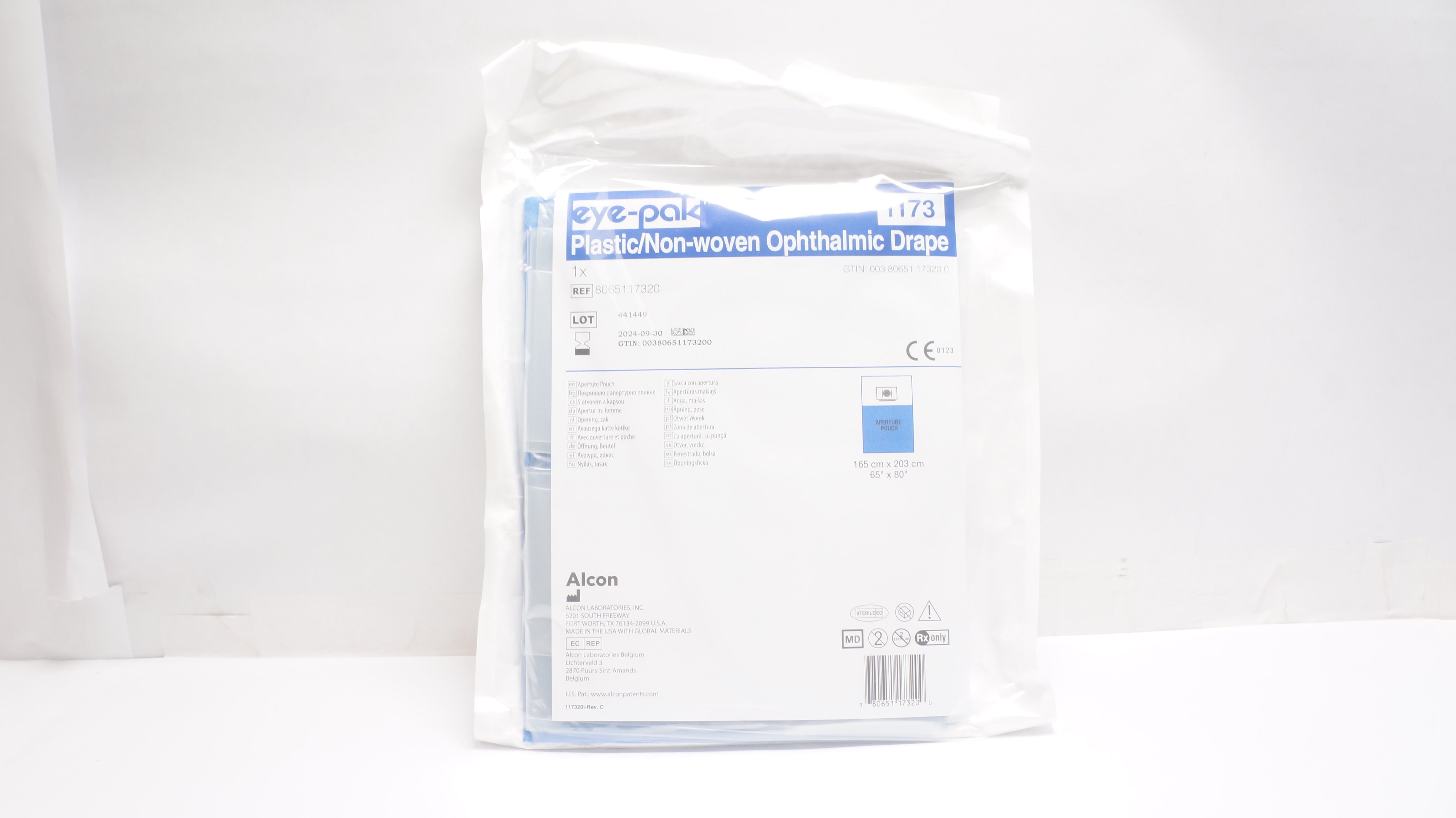 Alcon 8065117320 Eye-Pak Plastic/Non-Woven Ophthalmic Drape