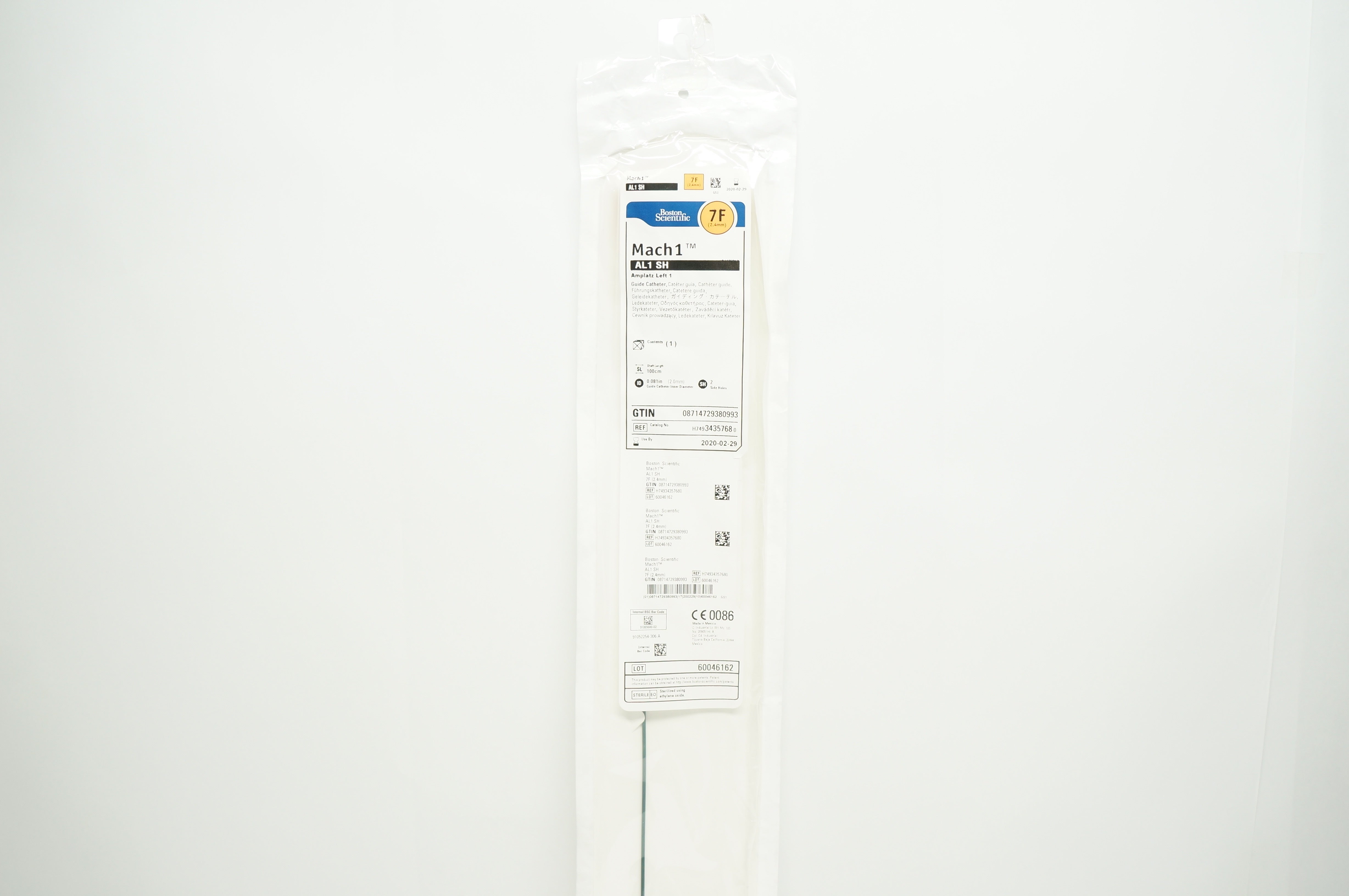 Boston Scientific 3435768 Mach1 AL1 SH Amplatz Left 1 Guide Cath. 7F (x)