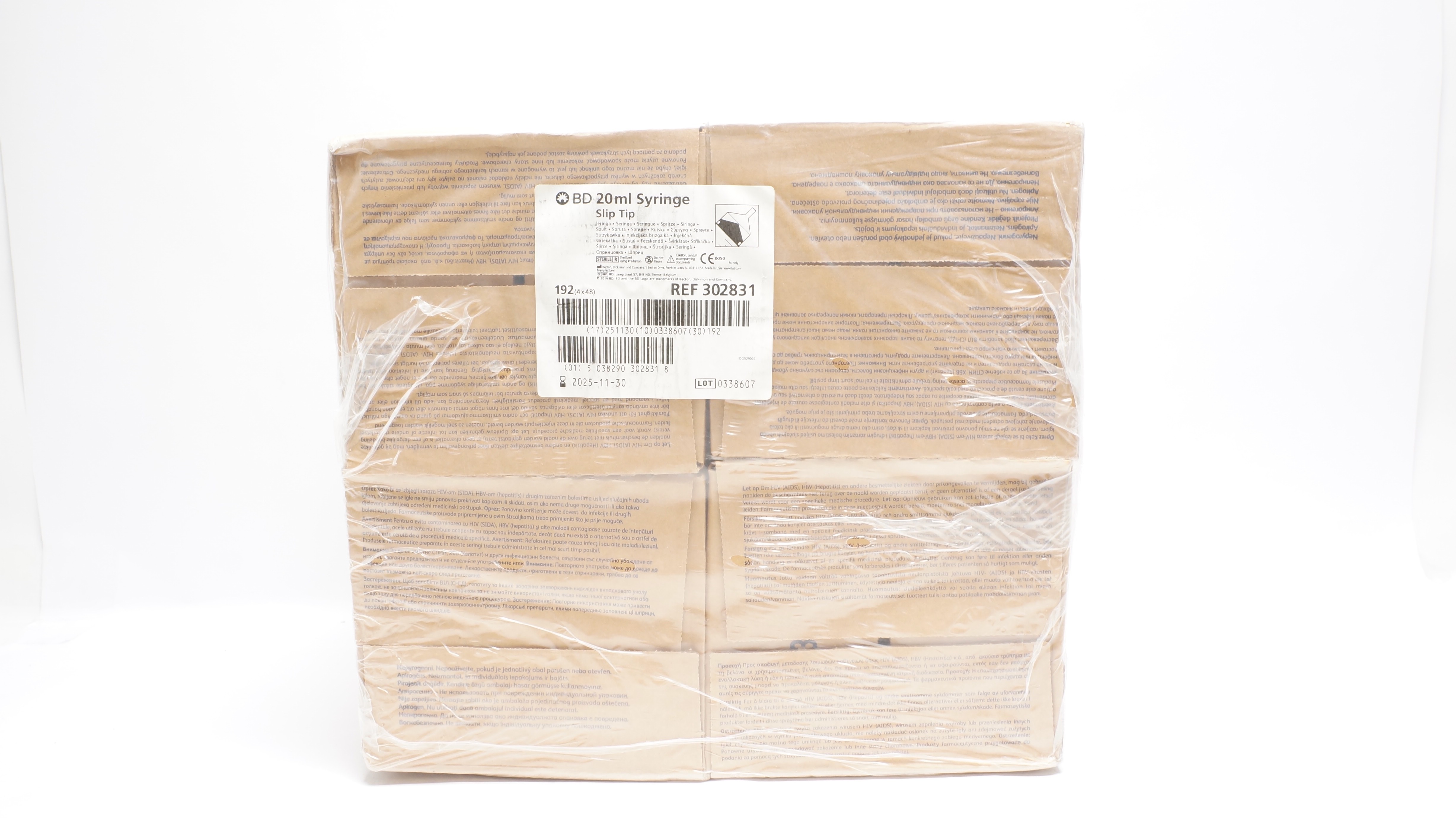 BD 302831 Becton 20ml Syringe Slim Tip - Case of 192 (x)