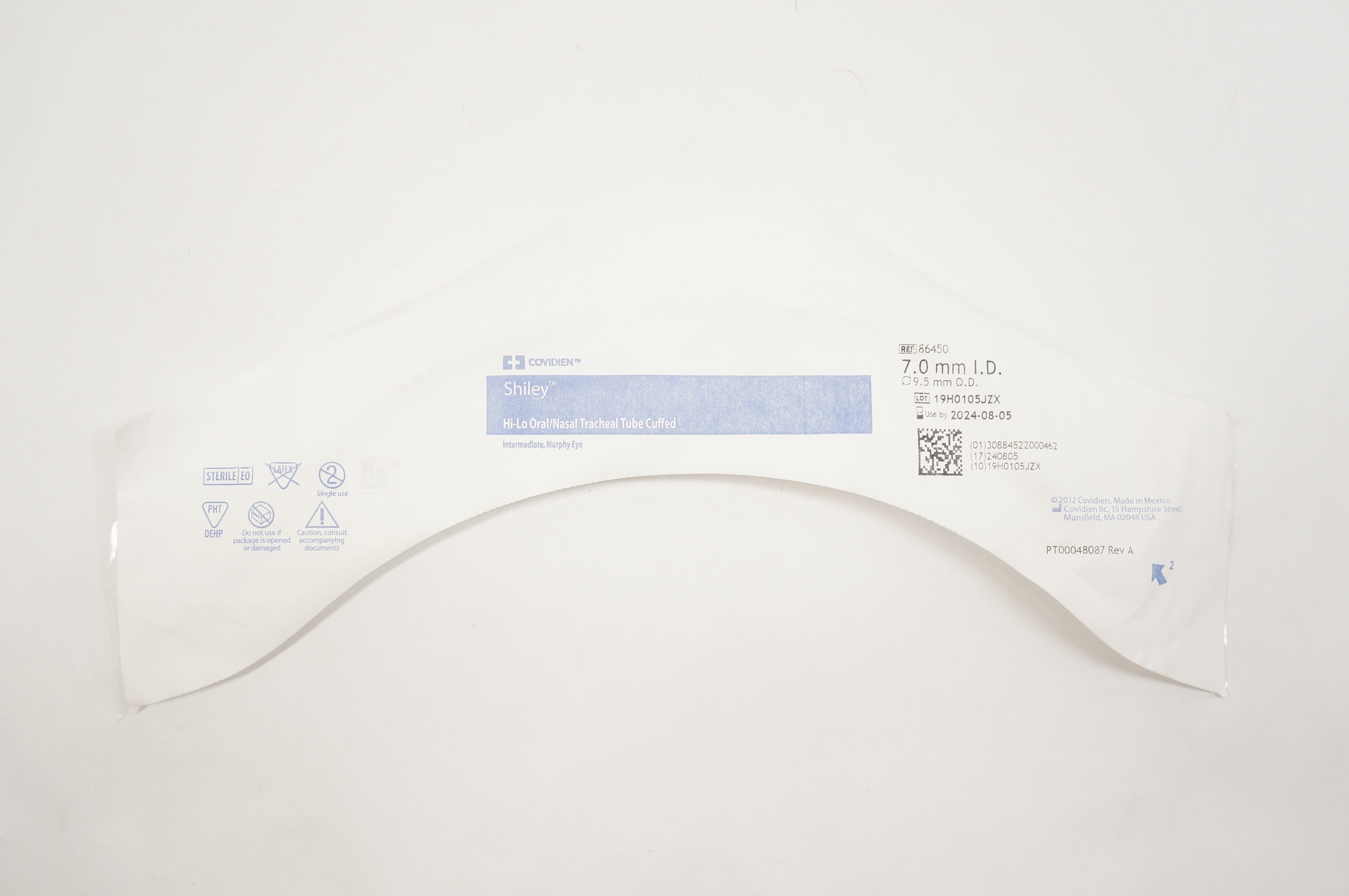 Covidien 86450 Mallinckrodt Hi-Lo Oral/Nasal Tracheal Tube Cuffed 7.0mm x 9.5mm