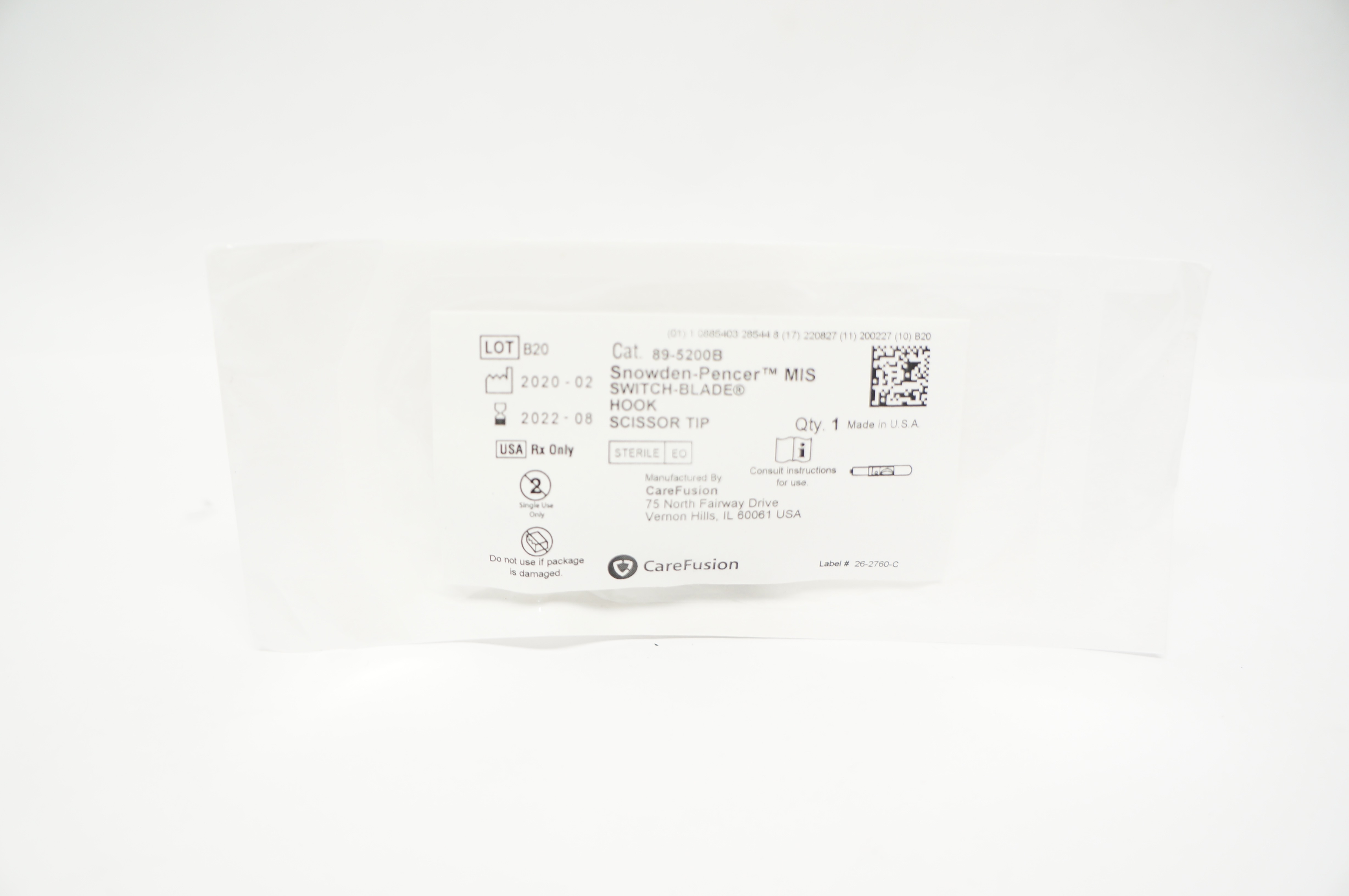 CareFusion 89-5200B Snowden-Pencer MIS Switch - Balde Hook Scissor Tip (x)