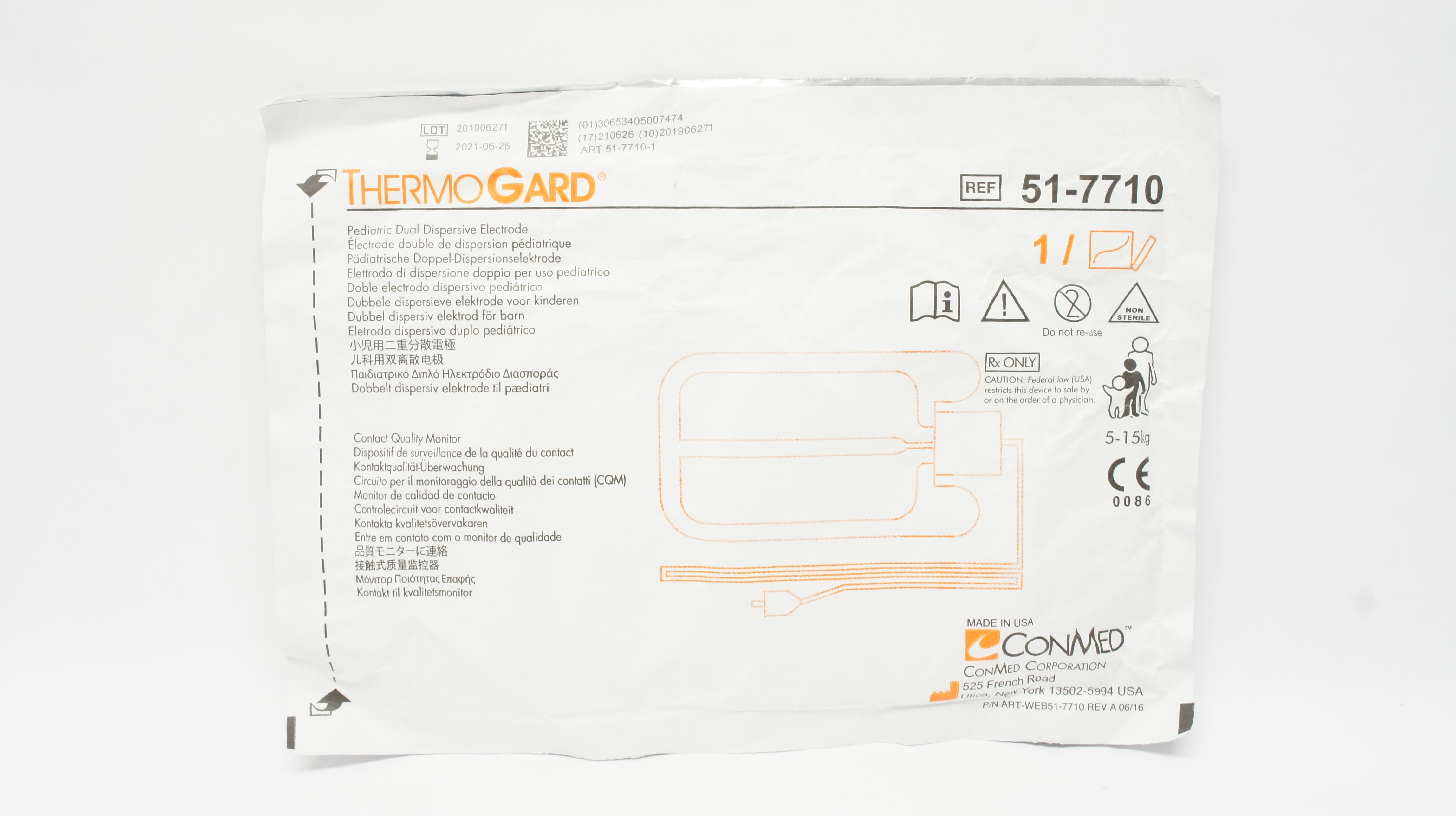 ConMed 51-7710 Thermo Gard Pediatric Dual Dispersive Electrode 5-15kg (x)