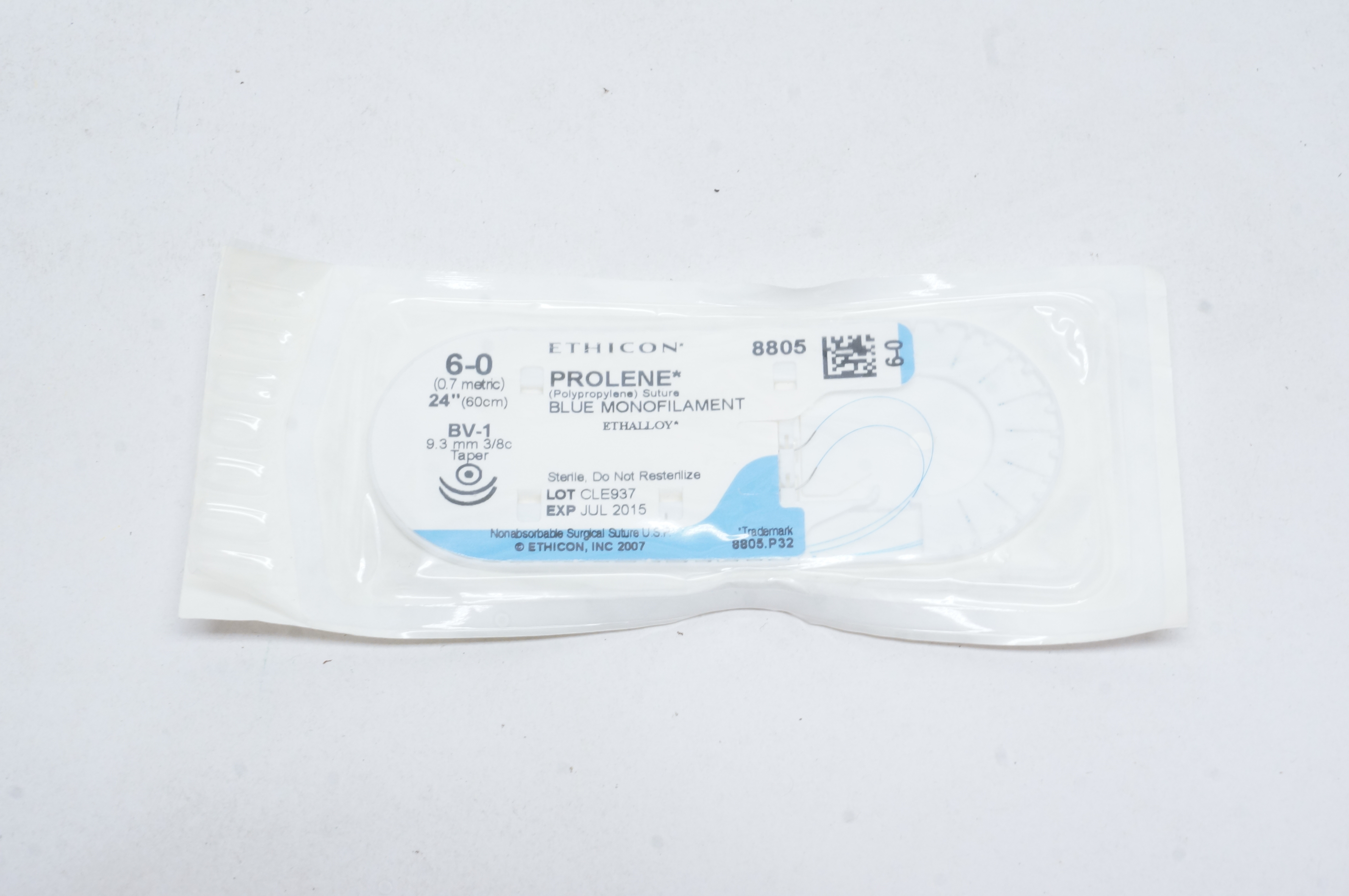 Ethicon 8805 6-0 PROLENE, BV-1, 9.3mm 3/8c Taper, 24inch (x)