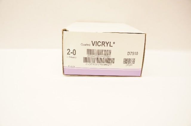 Ethicon D7510 2-0 Coated Vicryl,  CT-2, 26mm 1/2c Taper, 36inch (x) - Box of 35