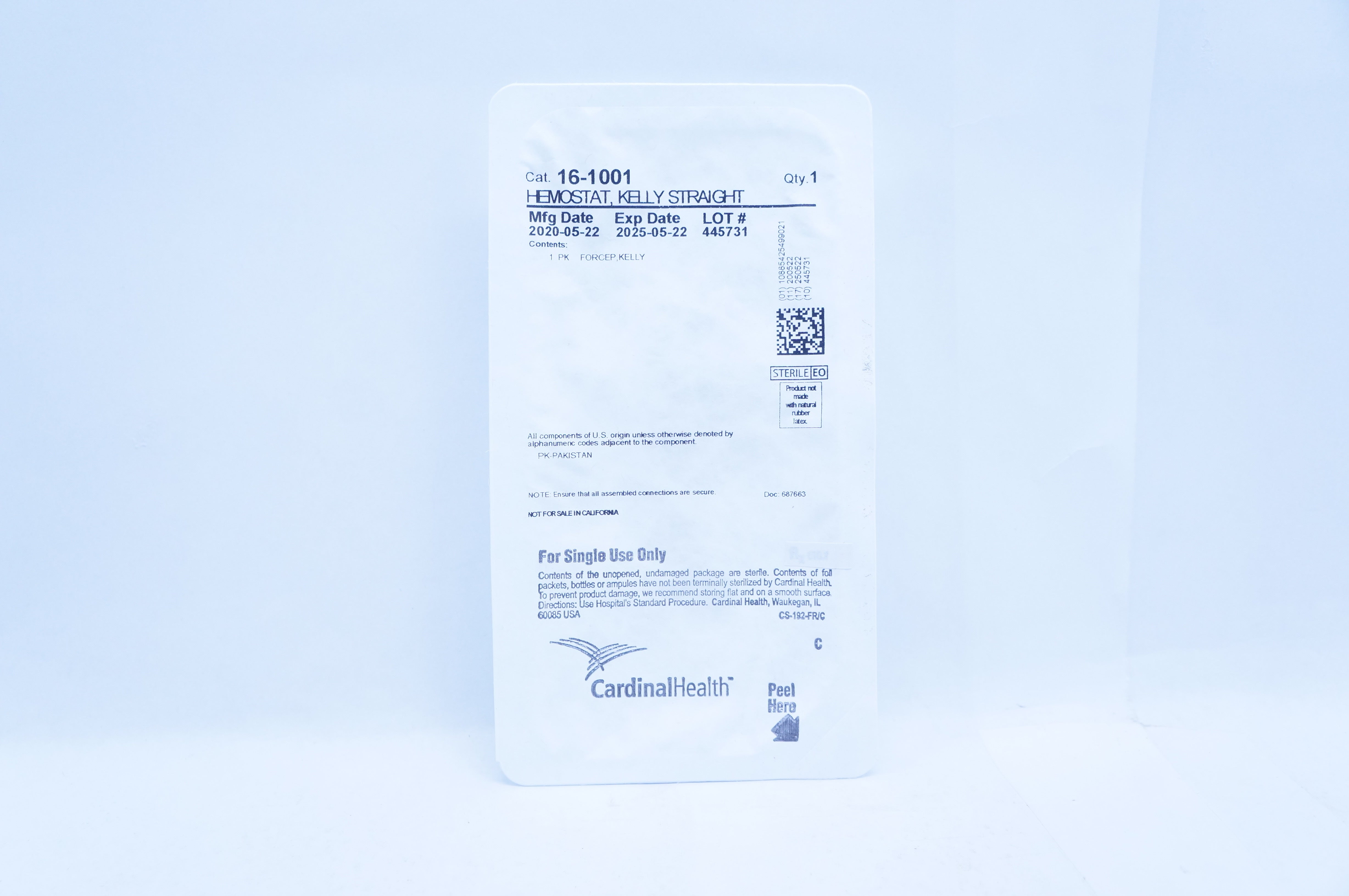 Cardinal Health 16-1001 Hemostat, Kelly Straight, Sterile ~ Lot of 7