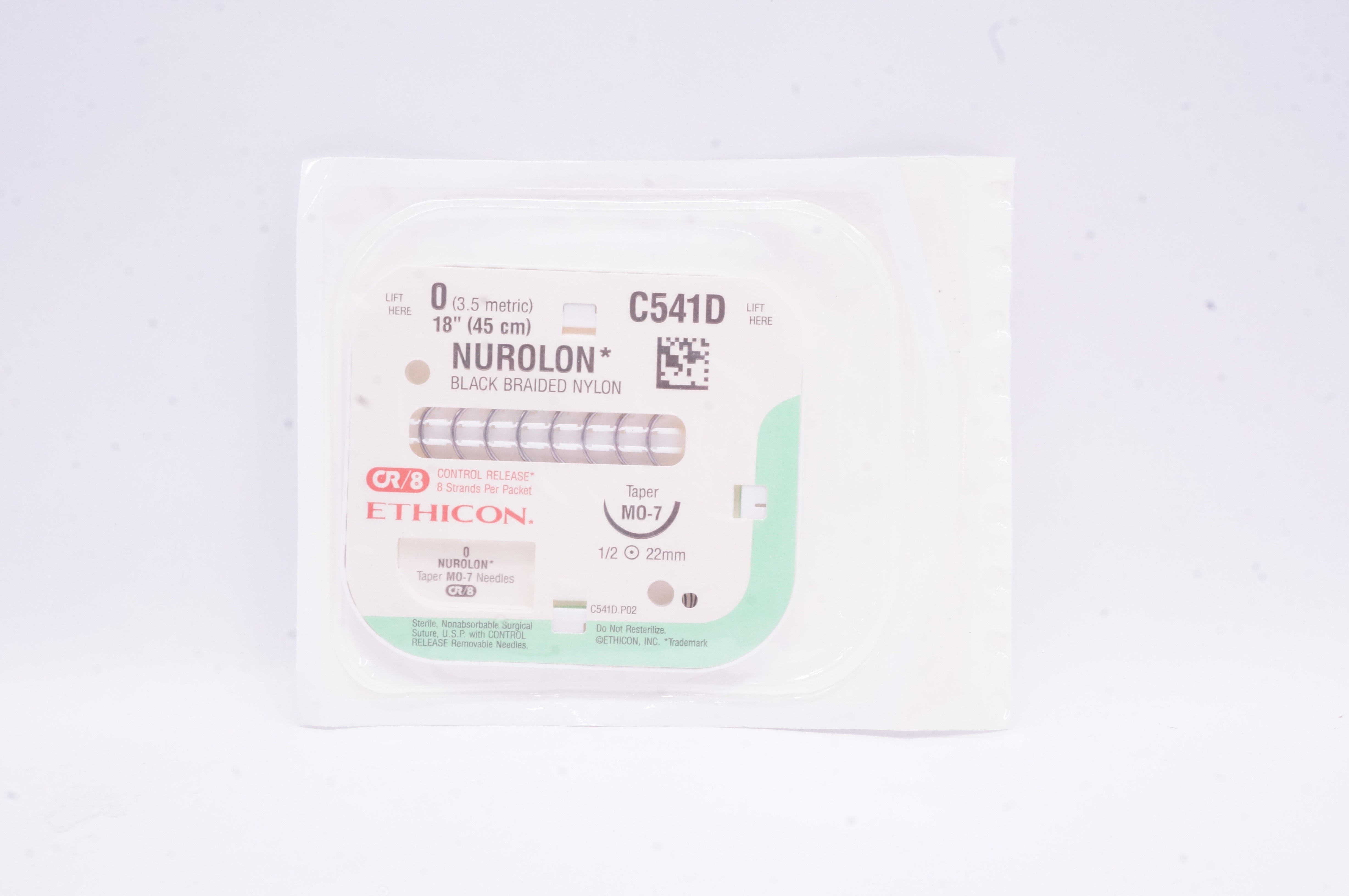 Ethicon C541D 0 Nurolon Black Braided Nylon Stre,Taper M0-7 1/2 22mm, 18inch (x)