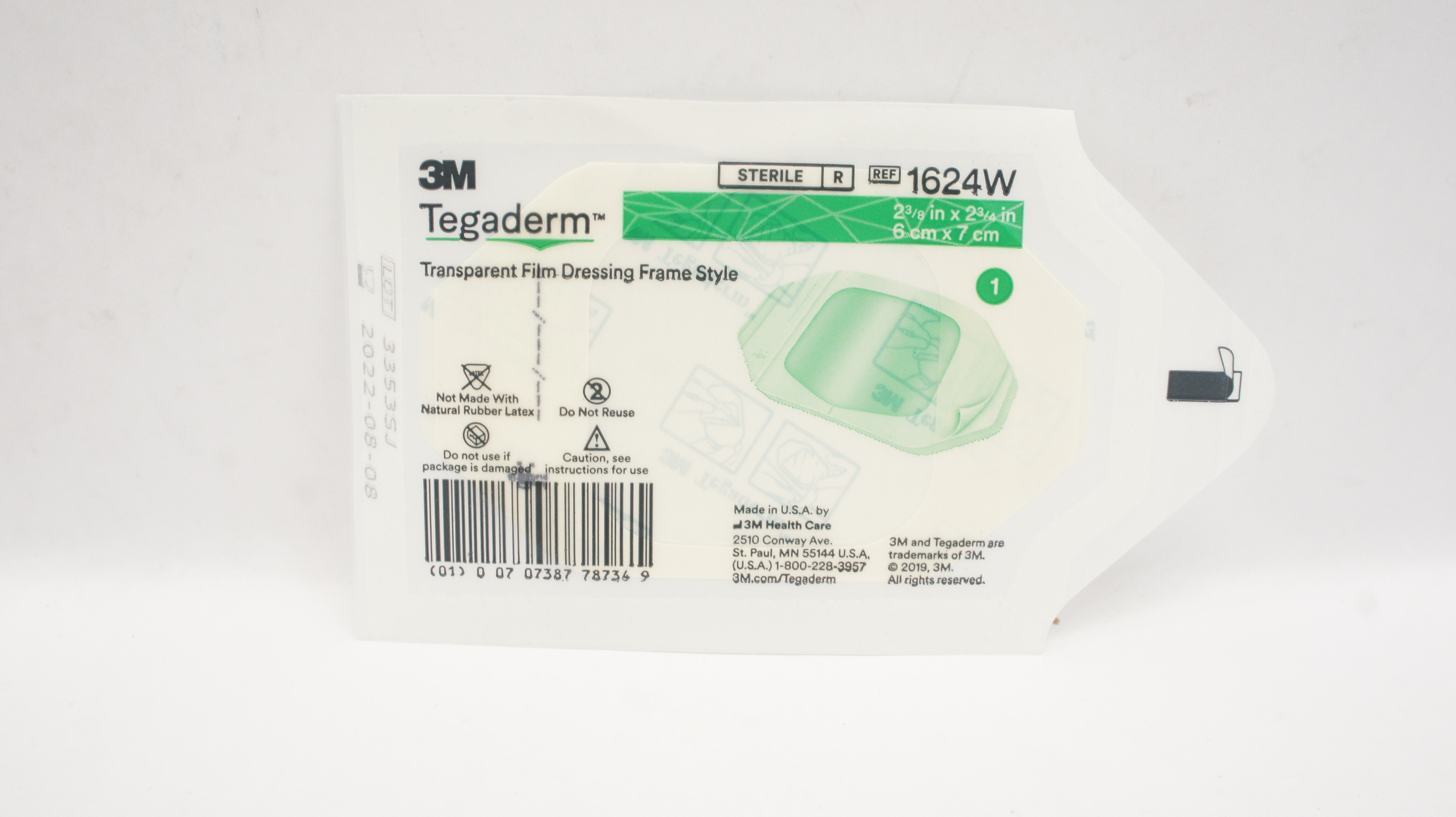 3M 1624W Tegaderm Transparent Film Dressing Frame Style 2-3/8 x 2-3/4 inch