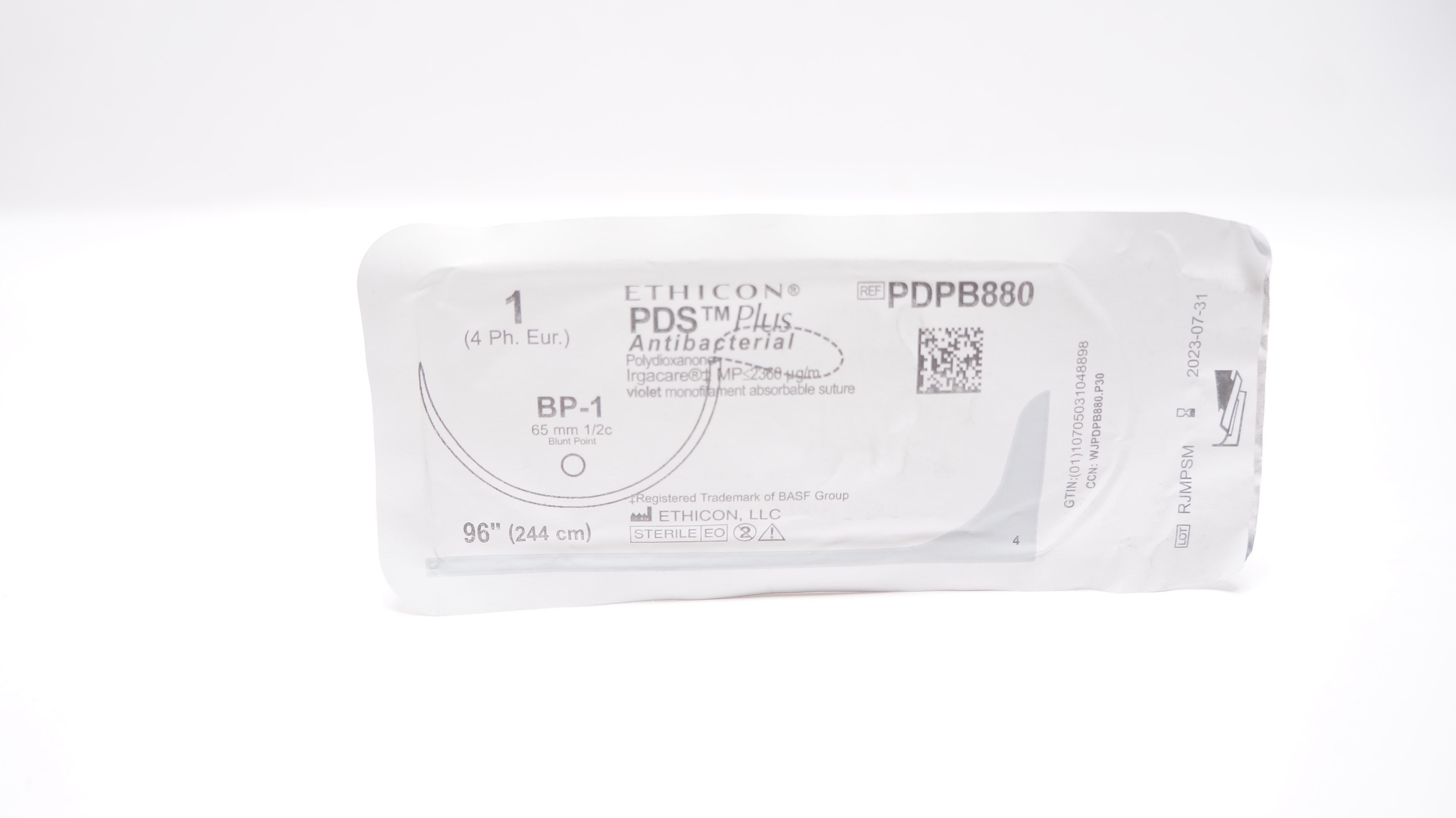 Ethicon PDPB880 1 PDS Plus, BP-1, 65mm 1/2c Blunt Point, 96inch (x)