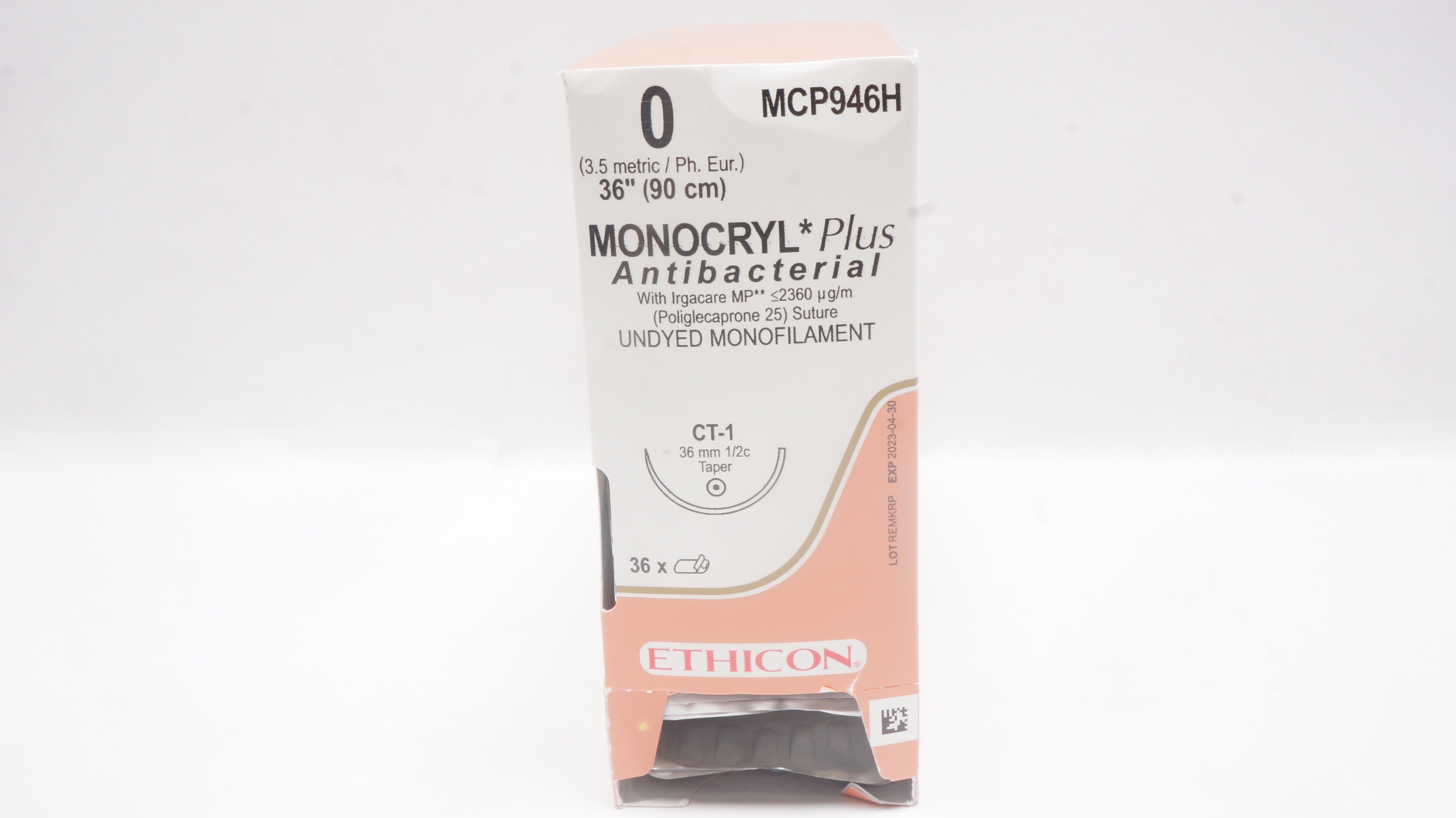 Ethicon MCP946H 0 MONOCRYL Plus Stre CT-1 36mm 1/2c Taper 36inch (x) - Box of 24