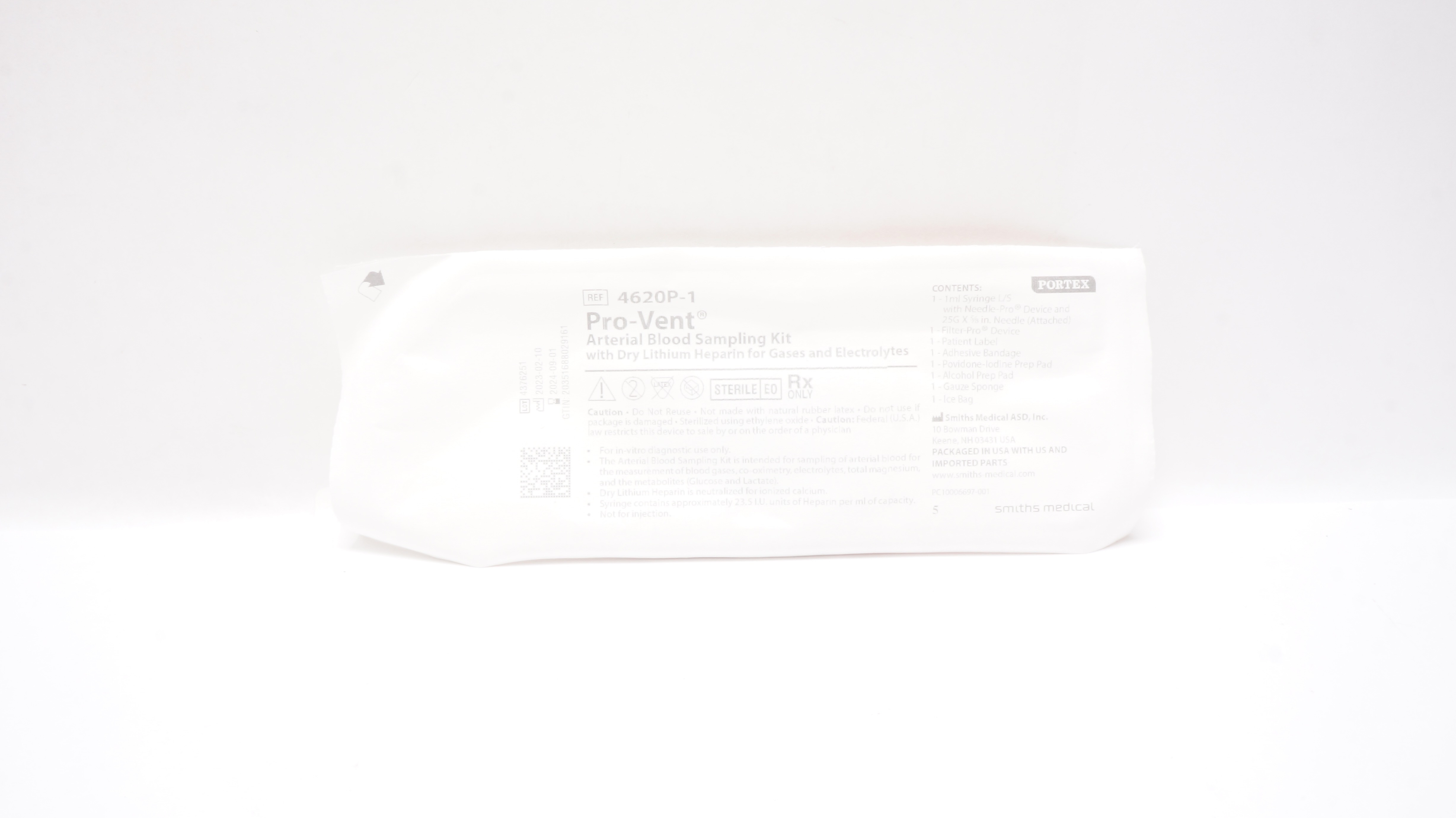 Smiths Medical 4620P-1 Portex Pro-Vent Arterial Blood Sampling Kit