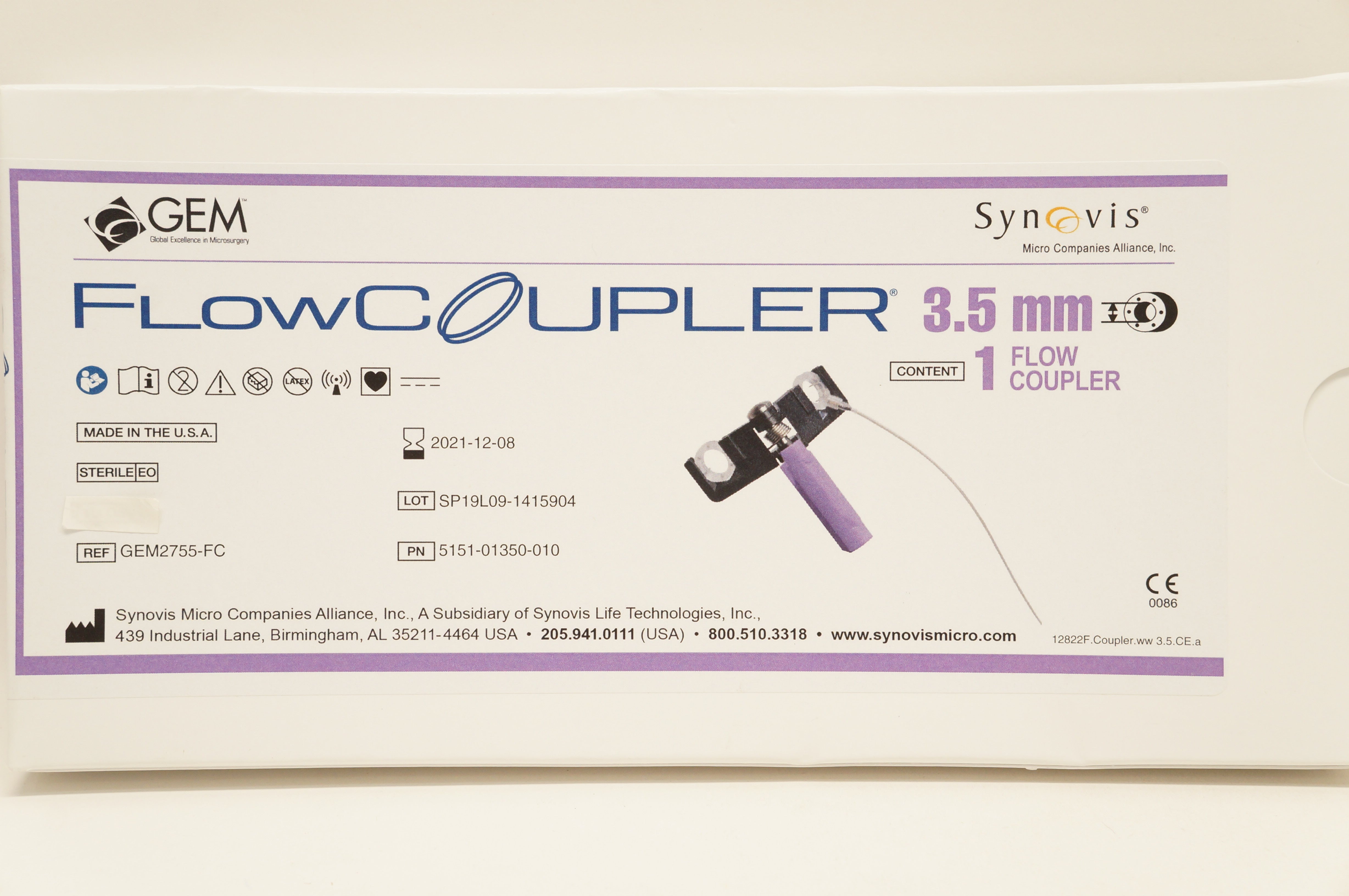 Synovis GEM2755-FC Flow Coupler 3.5 mm