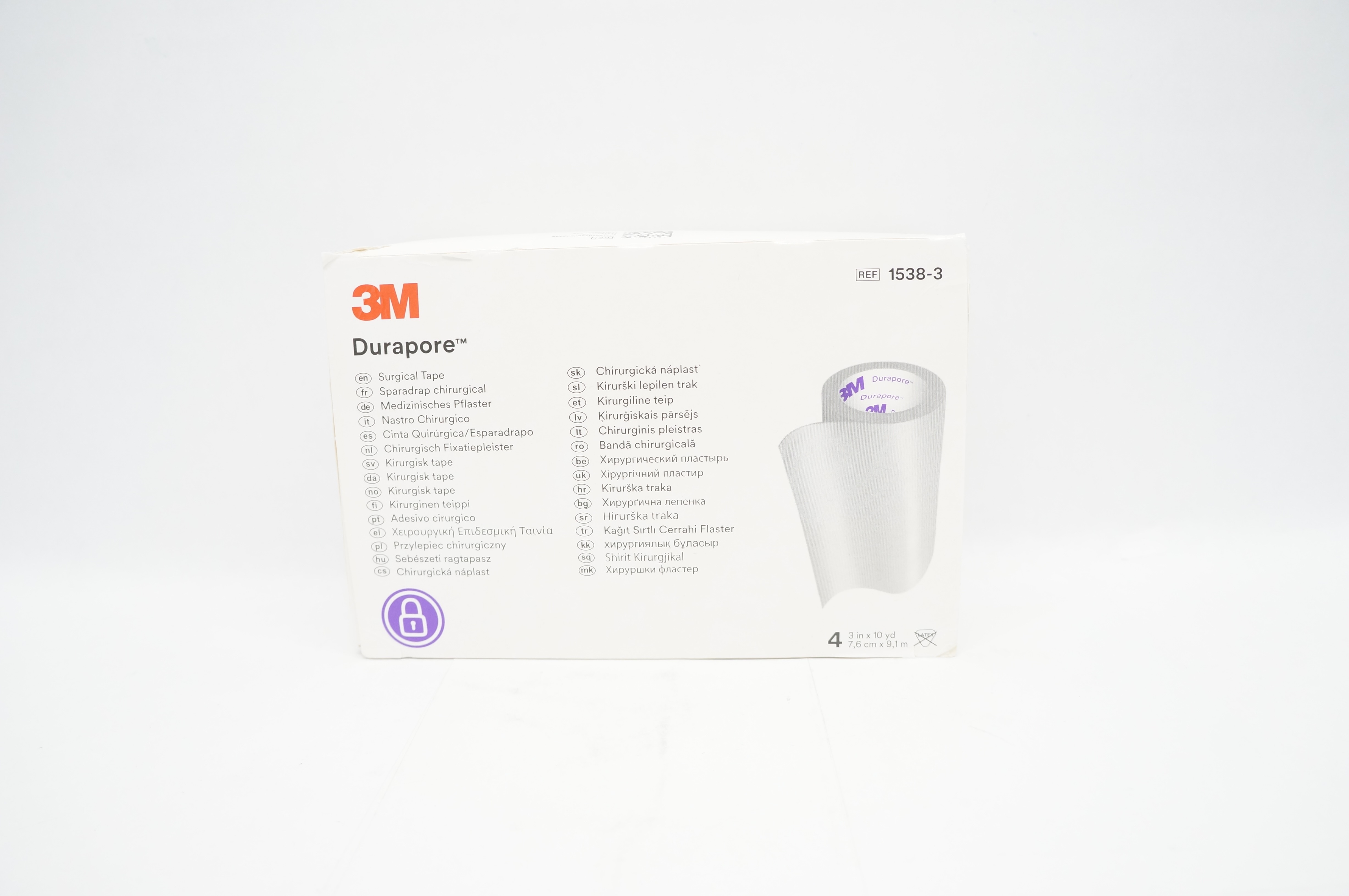 3M 1538-3 Durapore Surgical Tape 3inch x 10yd - Box of 4