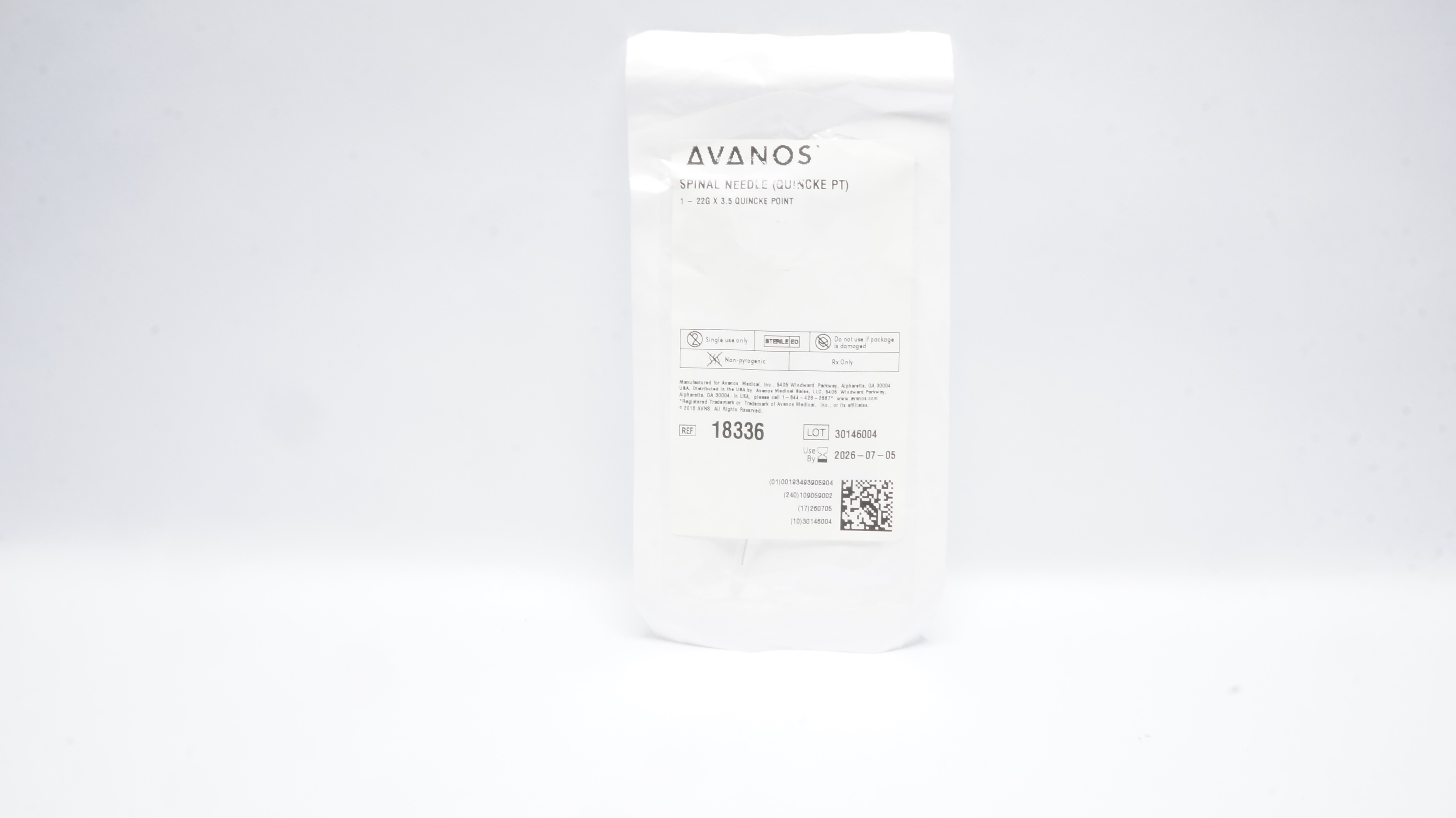 Avanos 18336 Spinal Ndle 22G x 3.5 (Quincke Point)