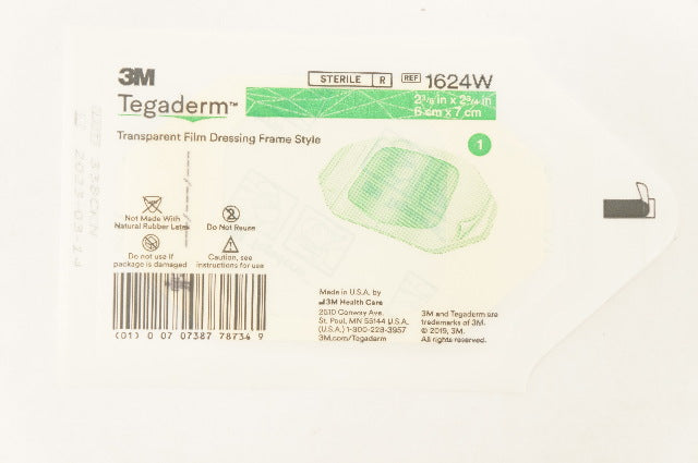 3M 1624W Tegaderm Transparent Film Dressing Frame Style 2-3/8 x 2-3/4 inch (x)