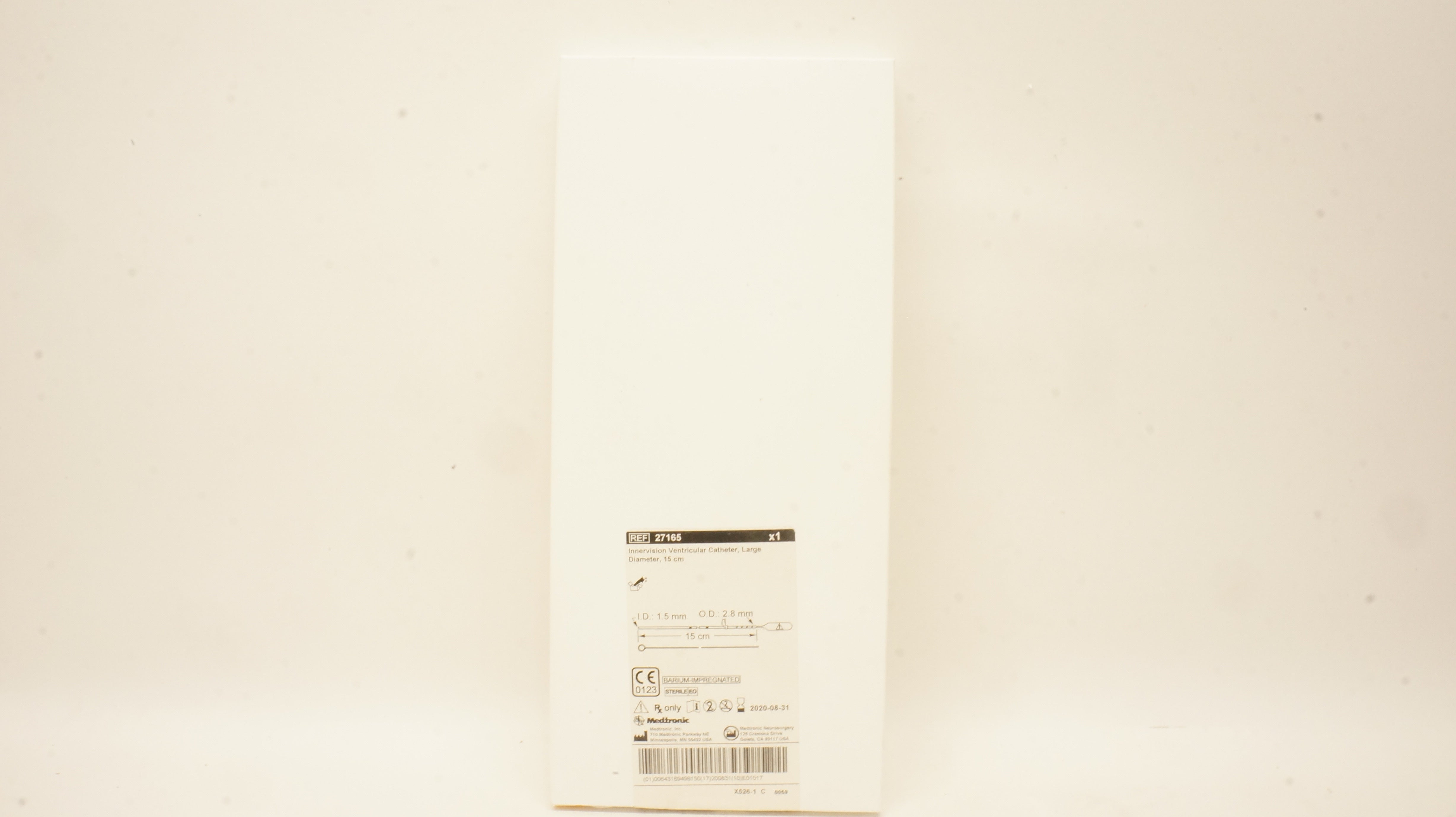 Medtronic 27165 Innervision Ventricular Cath. Large 15cm x 1.5 ID x 2.8mm OD(x)