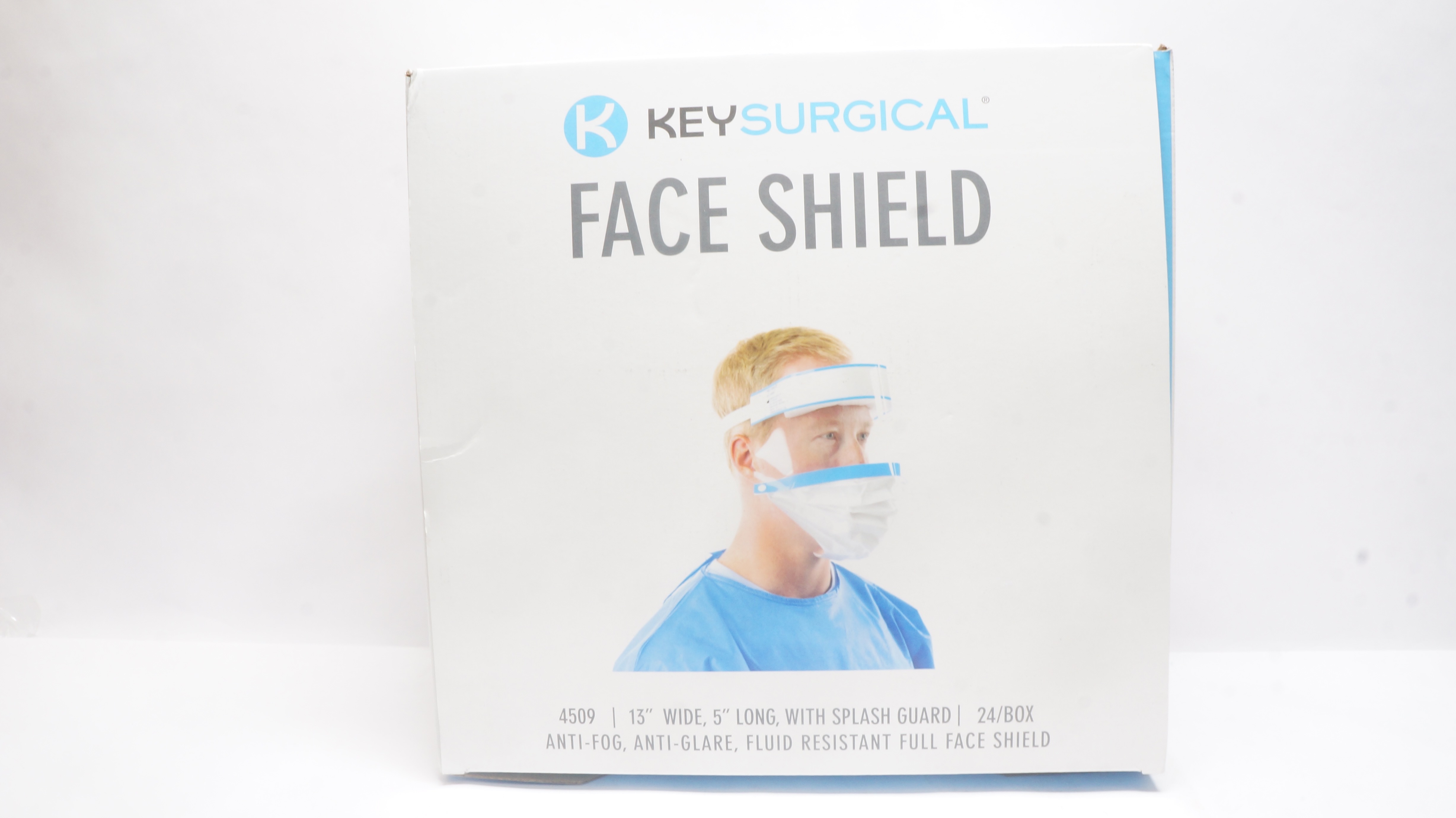 KeySurgical 4509 Full Face Shield w/Splash Guard 13 inch x 5inch - Box of 24