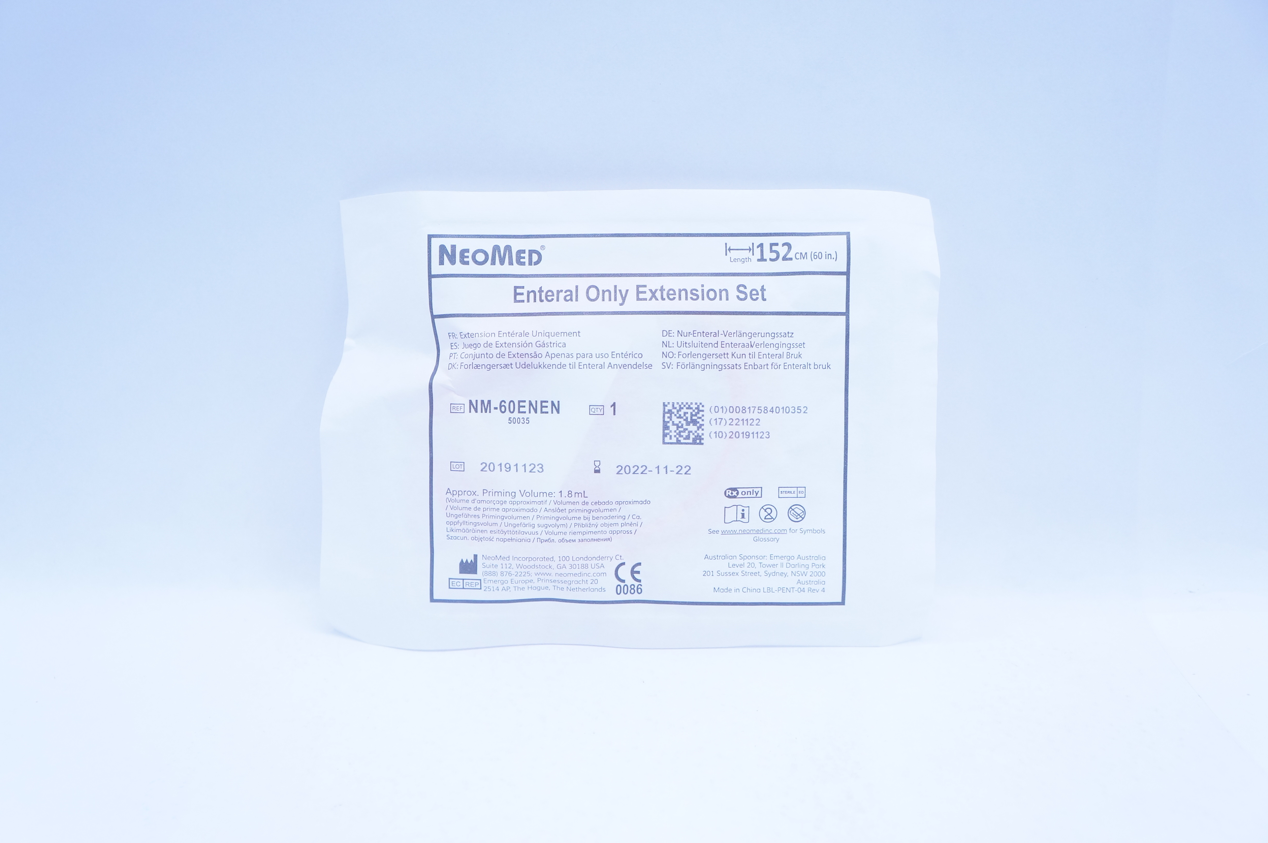 NeoMed NM-60ENEN Enteral Only Extension Set 60inch