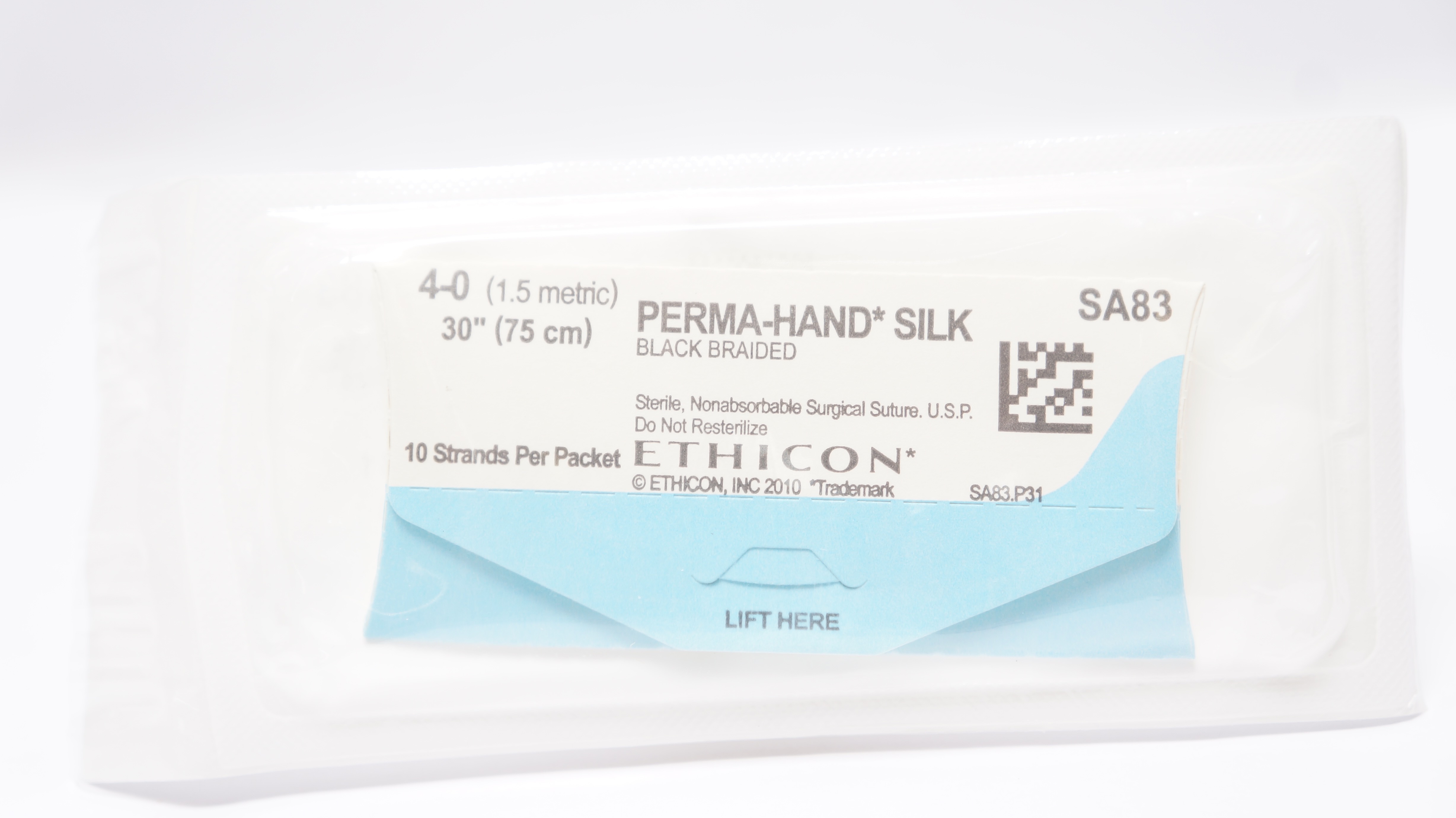 Ethicon SA83 4-0 Perma-Hand Silk, Black Braided Surgical Stre, 30inch (x)