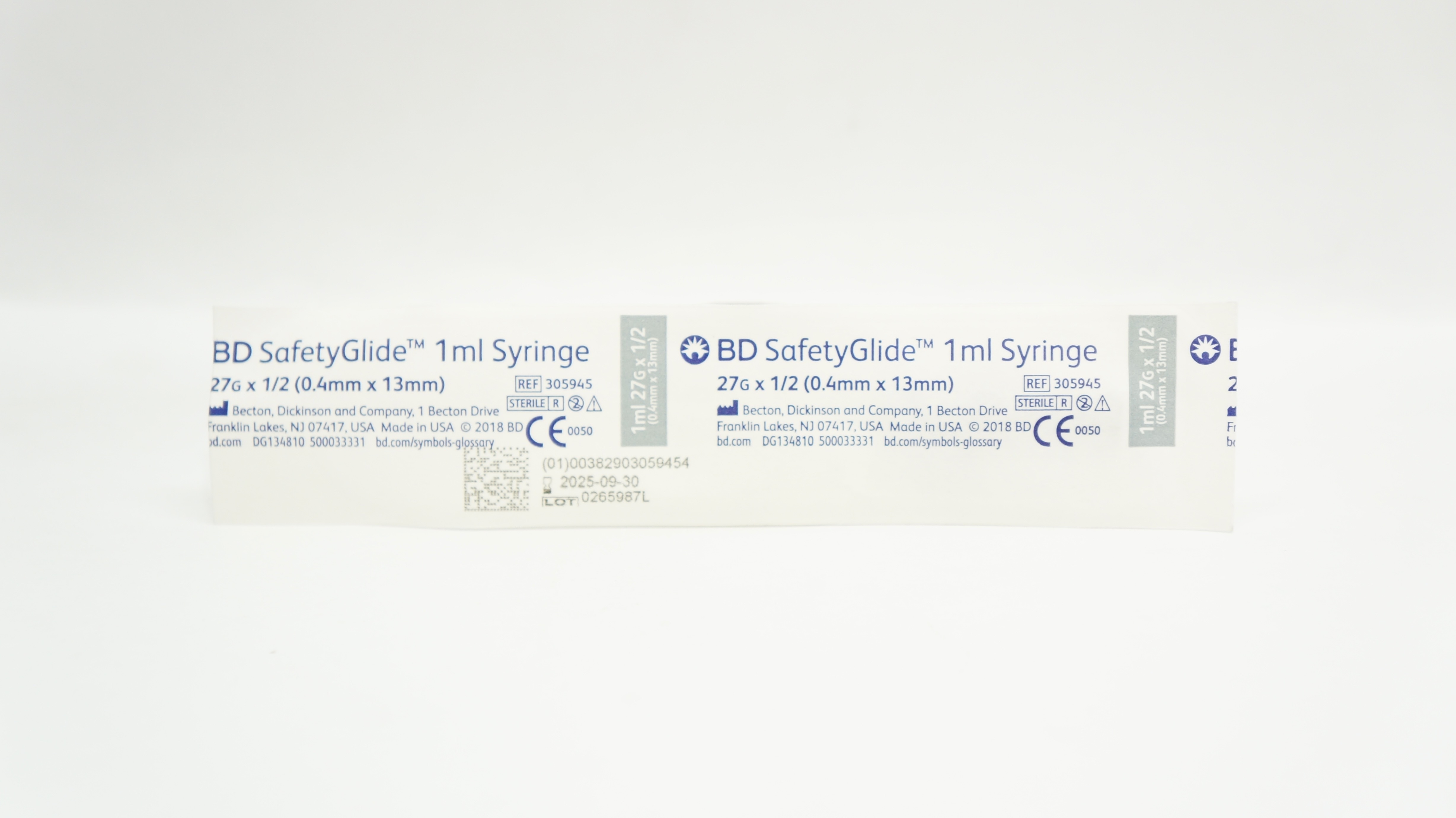 BD 305945 SafetyGlide 1ml Syringe 27G x 1/2