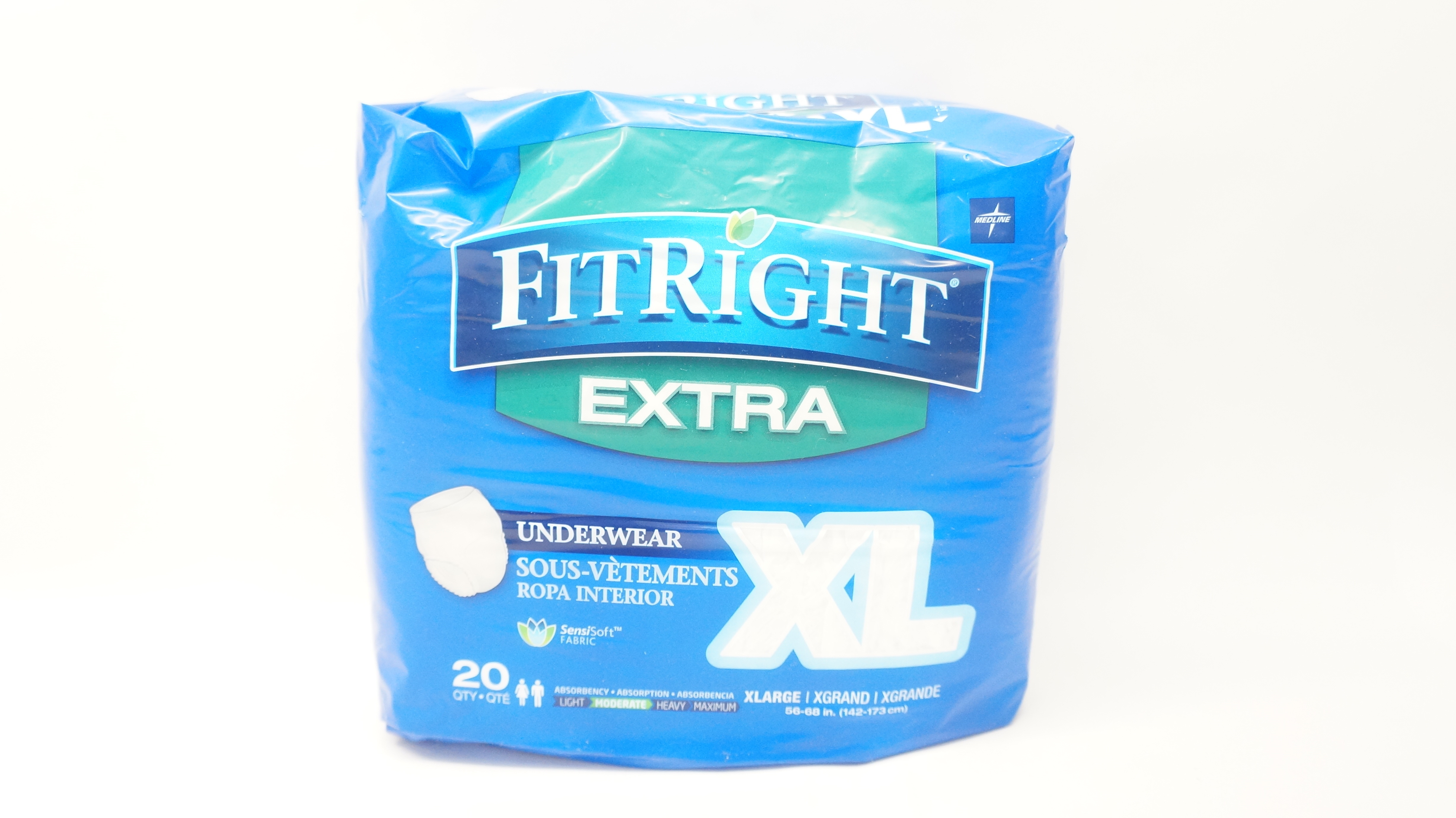 Medline MSC13600A FitRight Extra Underwear X-Large 56-68 inch - Pack of 20