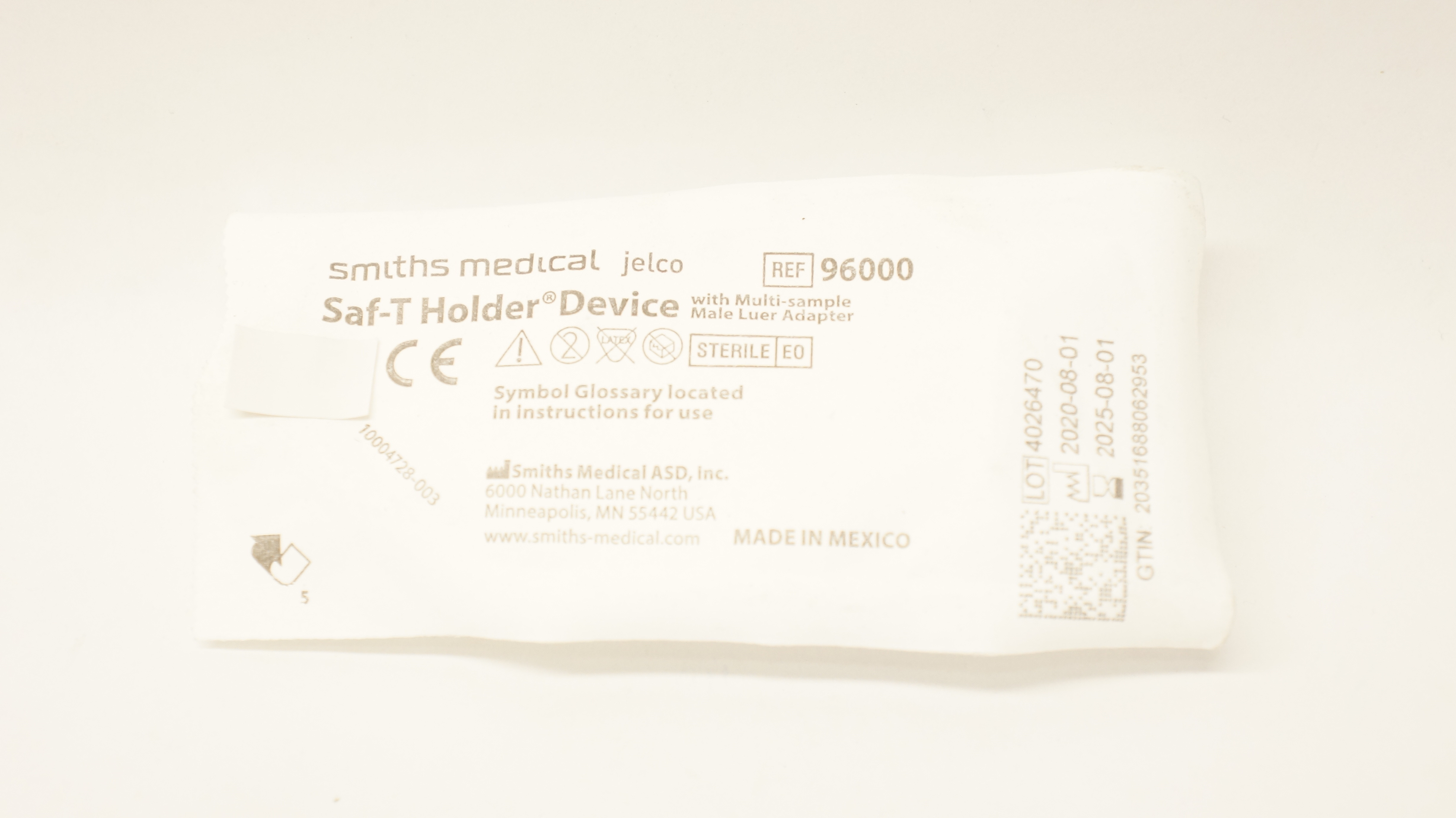 Smiths Medical 96000 Jelco Saf-T Holder Device w/Multi-Sample Male Luer Adapter