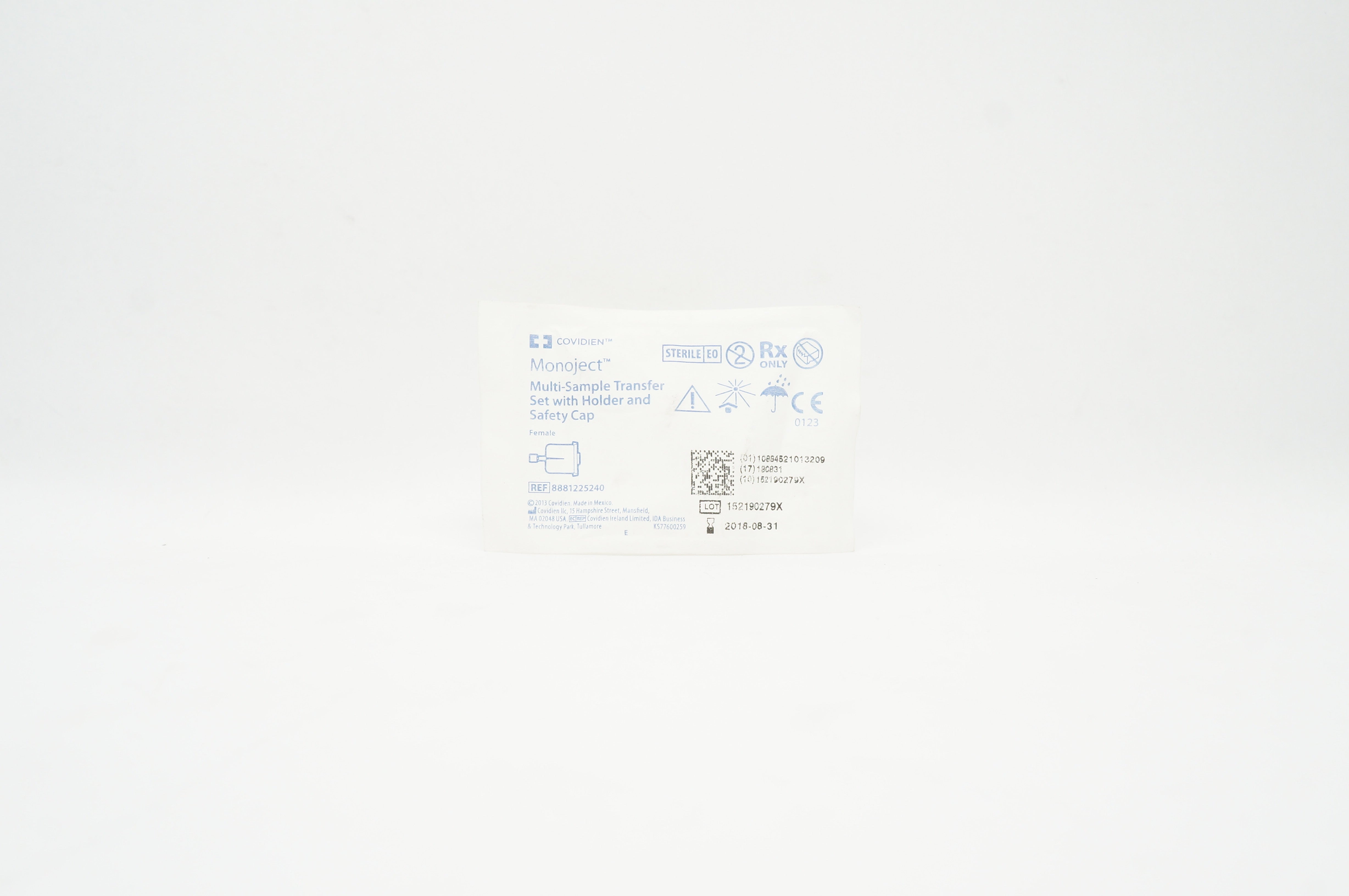 Covidien 8881225240 Monoject Multi-Sample Transfer Set W/Holder & Safety Cap (x)