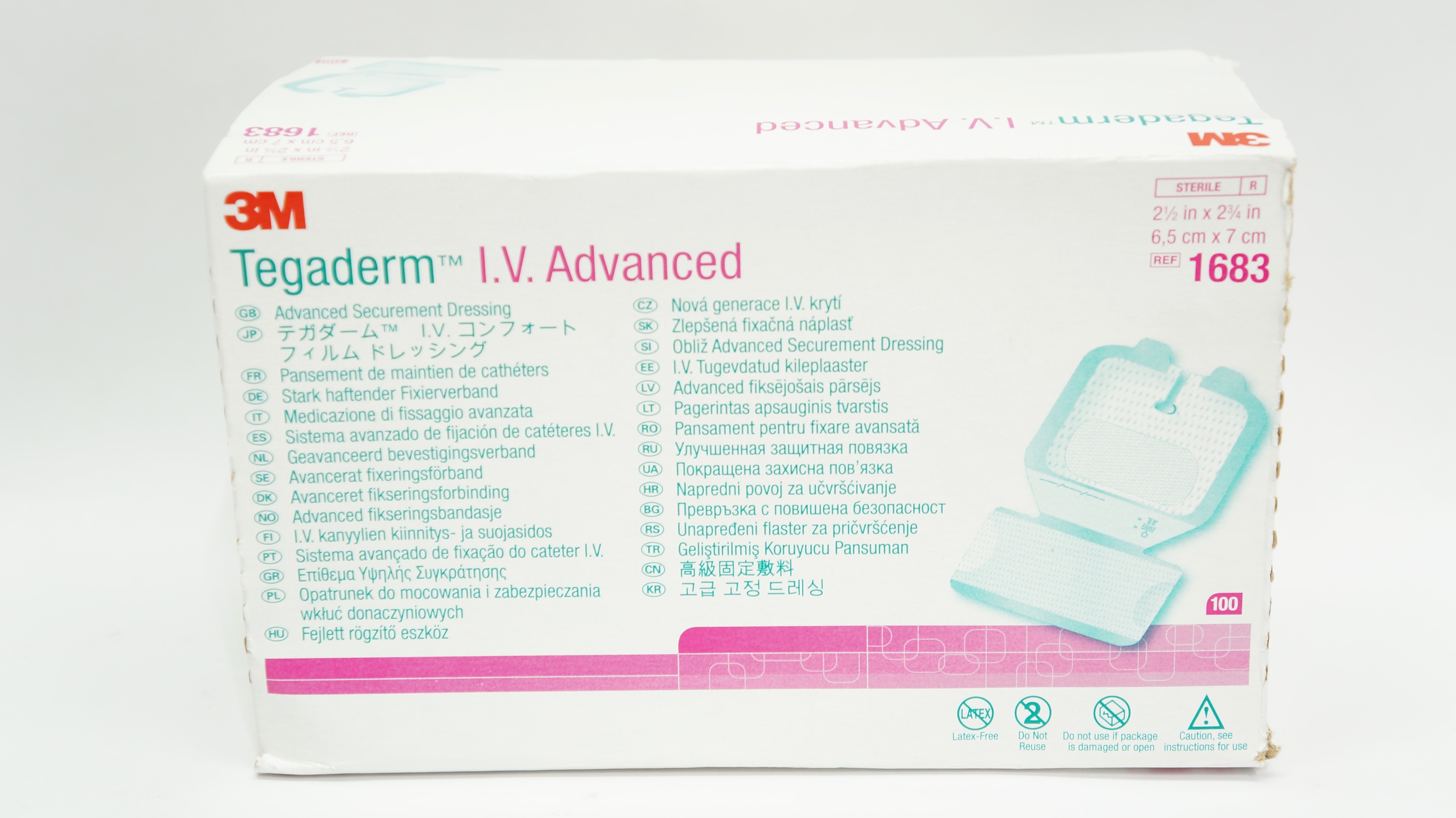 3M 1683 Tegaderm I.V. Advanced Securement Dressing 2-1/2in x 2-3/4in - Box of 50