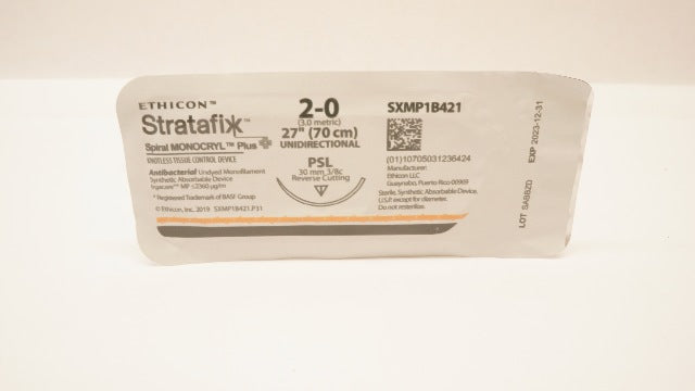Ethicon SXMP1B421 2-0 Stratafix Stre PSL 30mm 3/8c Reverse Cutting, 27inch (x)