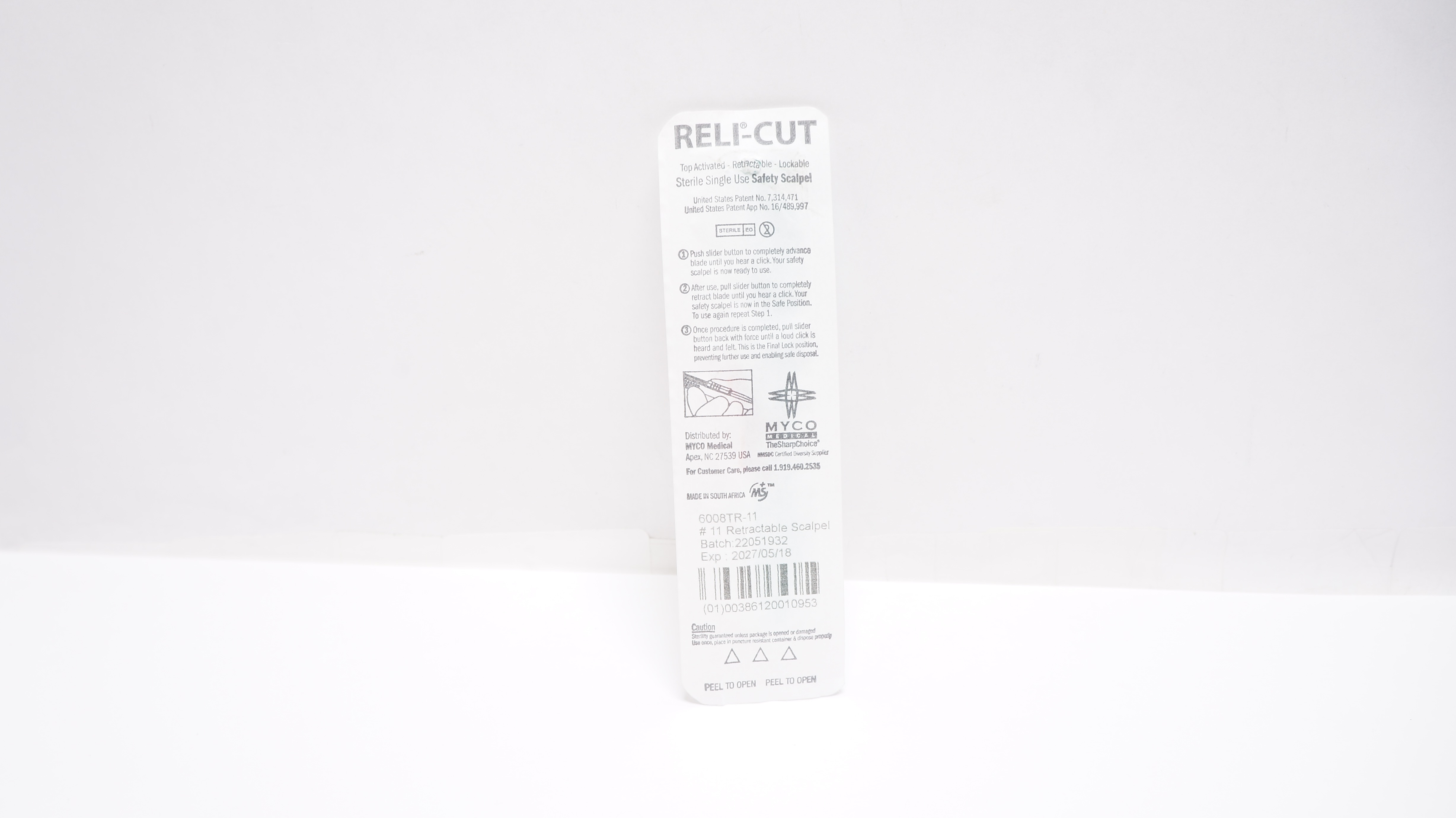 MYCO Medical 6008TR-11 Reli-Cut Retractable Safety Scalpels #11