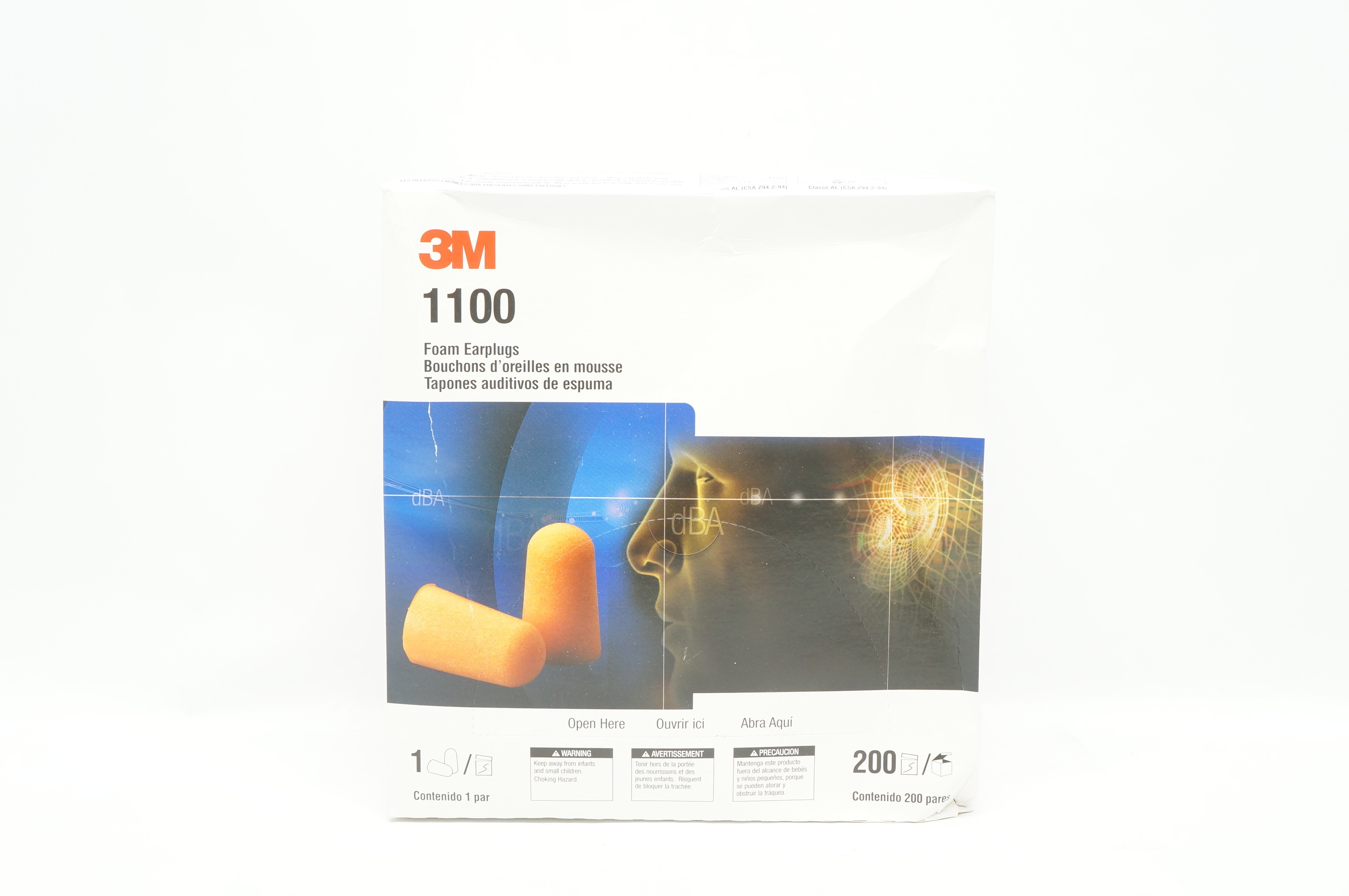 3M 1100 Foam Earplugs 29dB - Box of 200
