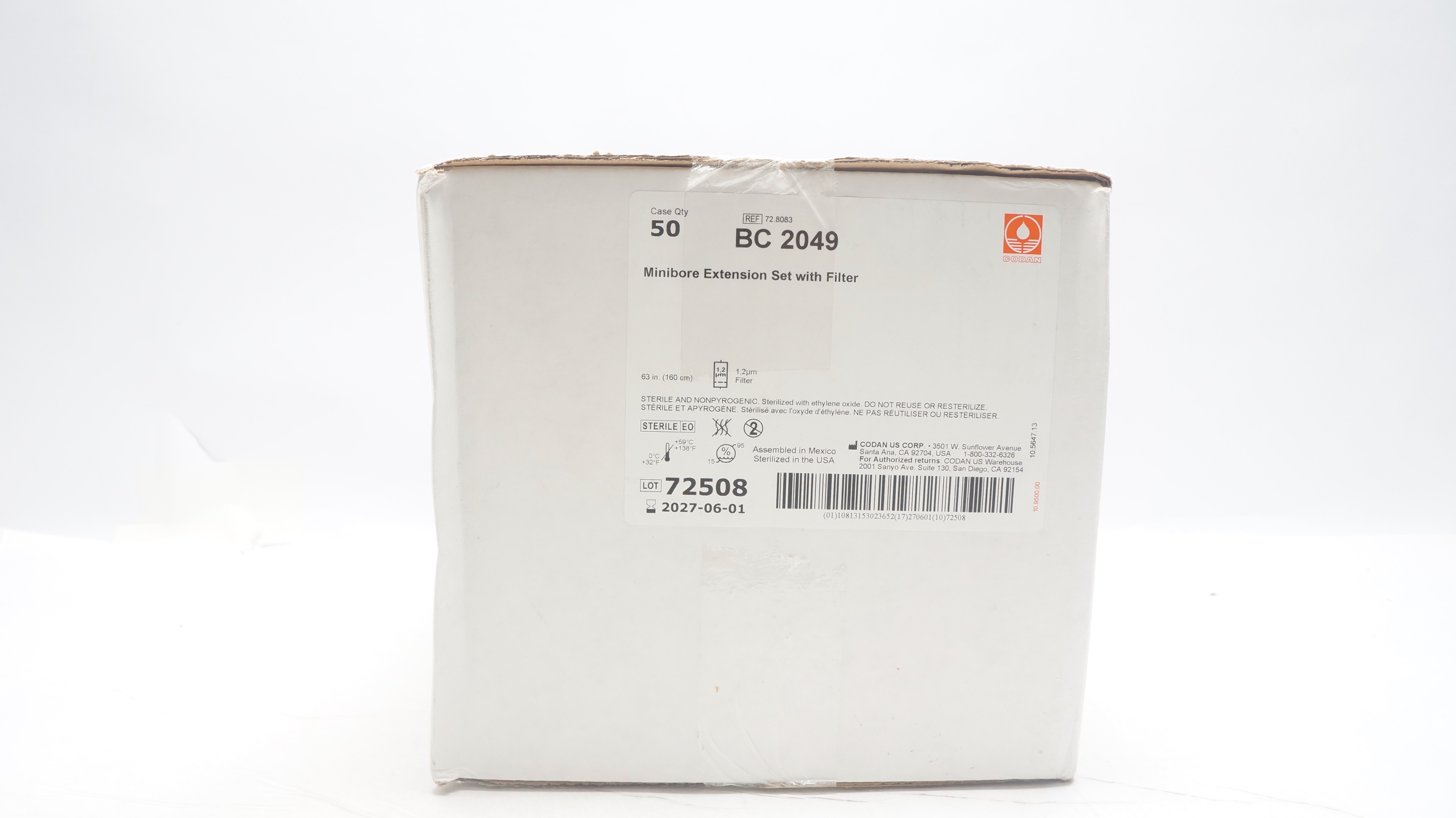 Codan BC2049N Ndlefree Minibore Extension Set 63 inch x 1.5mL-Box of 50