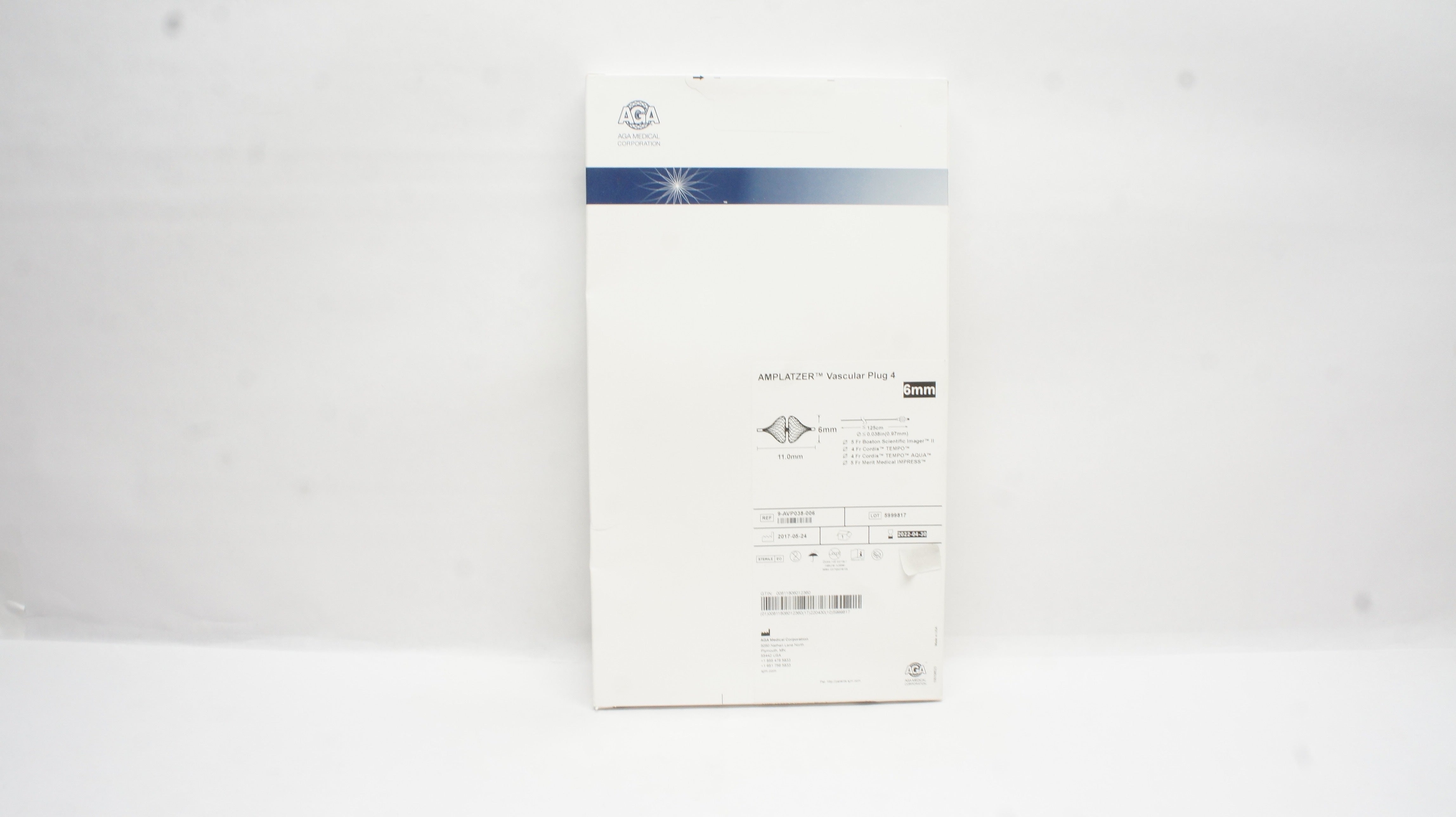 AGA Medical 9-AVP038-006 Amplatzer Vascular Plug 4, 6mm x 11.0mm (x)