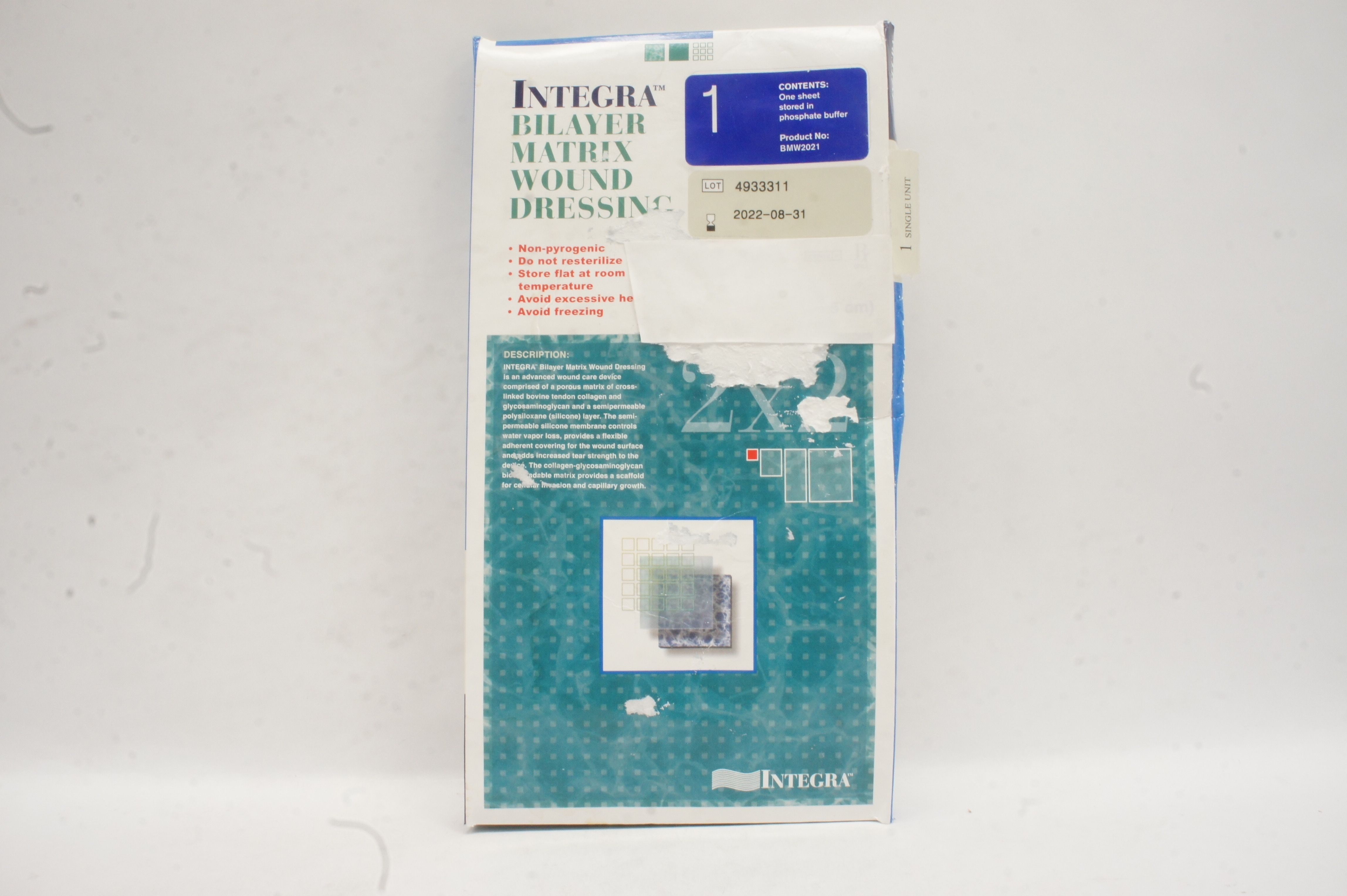 Integra BMW2021 Bilayer Matrix Wound Dressing 2inch x 2 inch