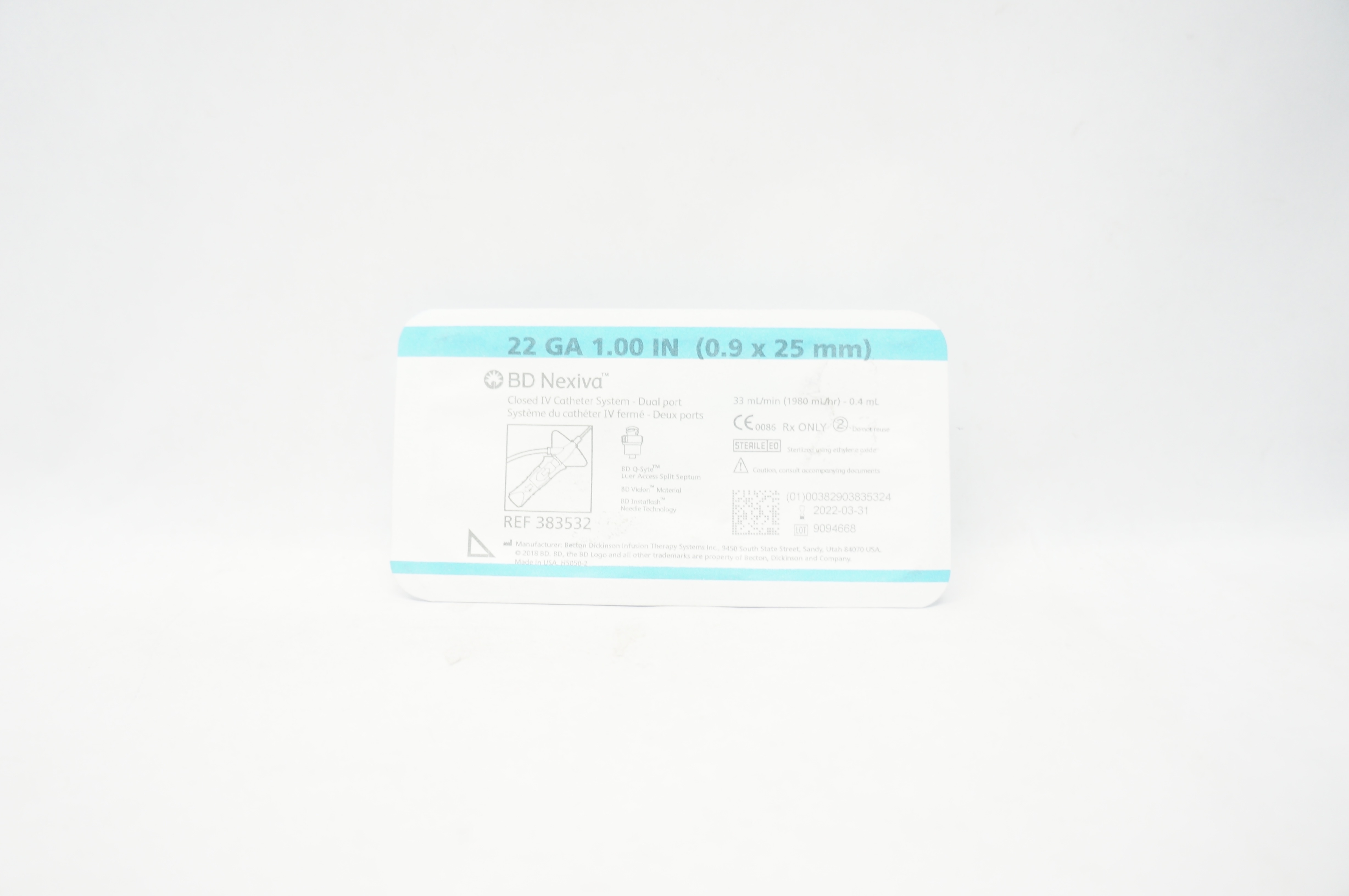 BD 383532 Nexiva Closed IV Cath. System 22Ga x 1 inch (x)