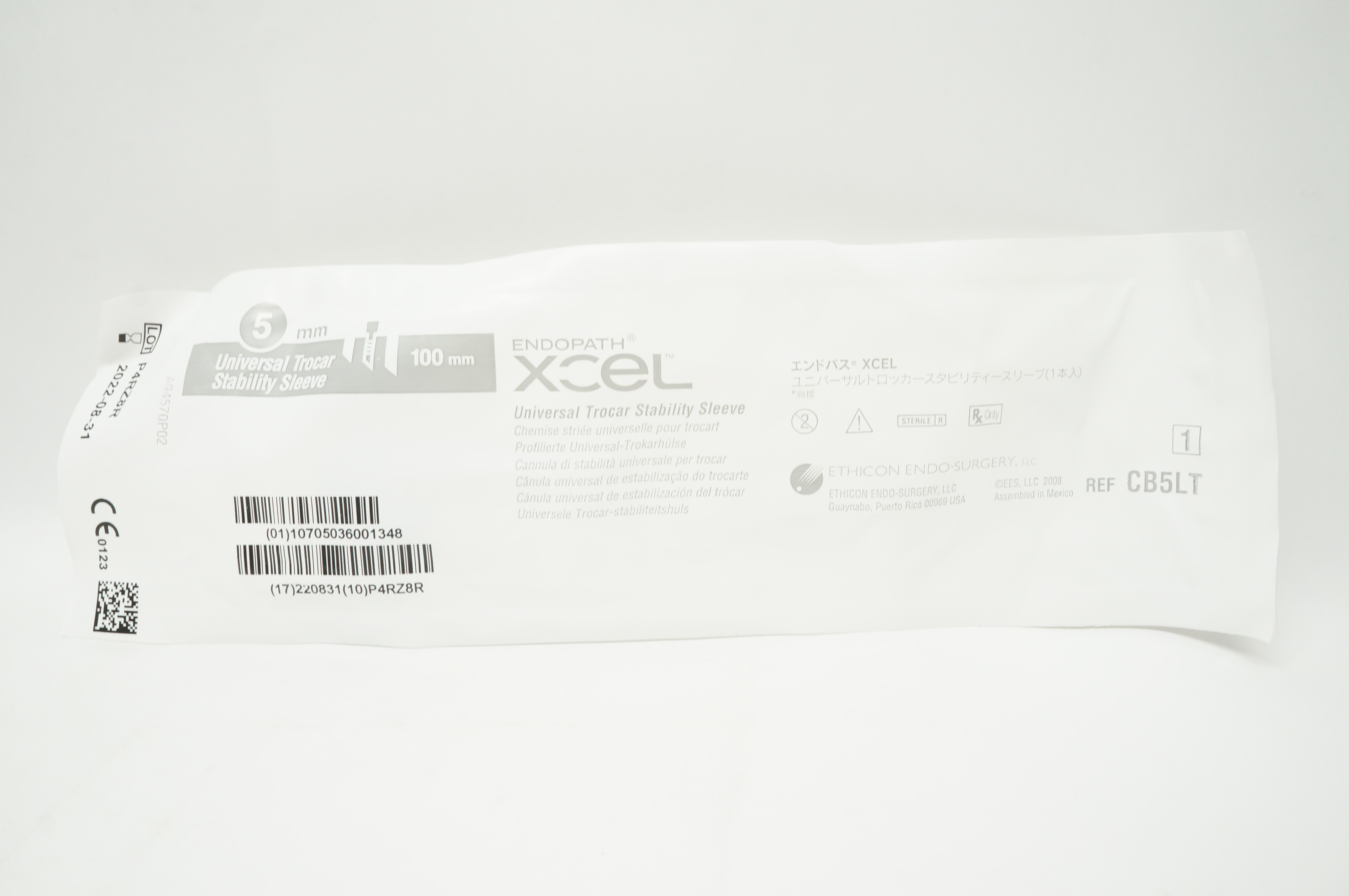 Ethicon CB5LT Xcel Trocar Sleeve W/ Stability Sleeve 5mm x 100mm