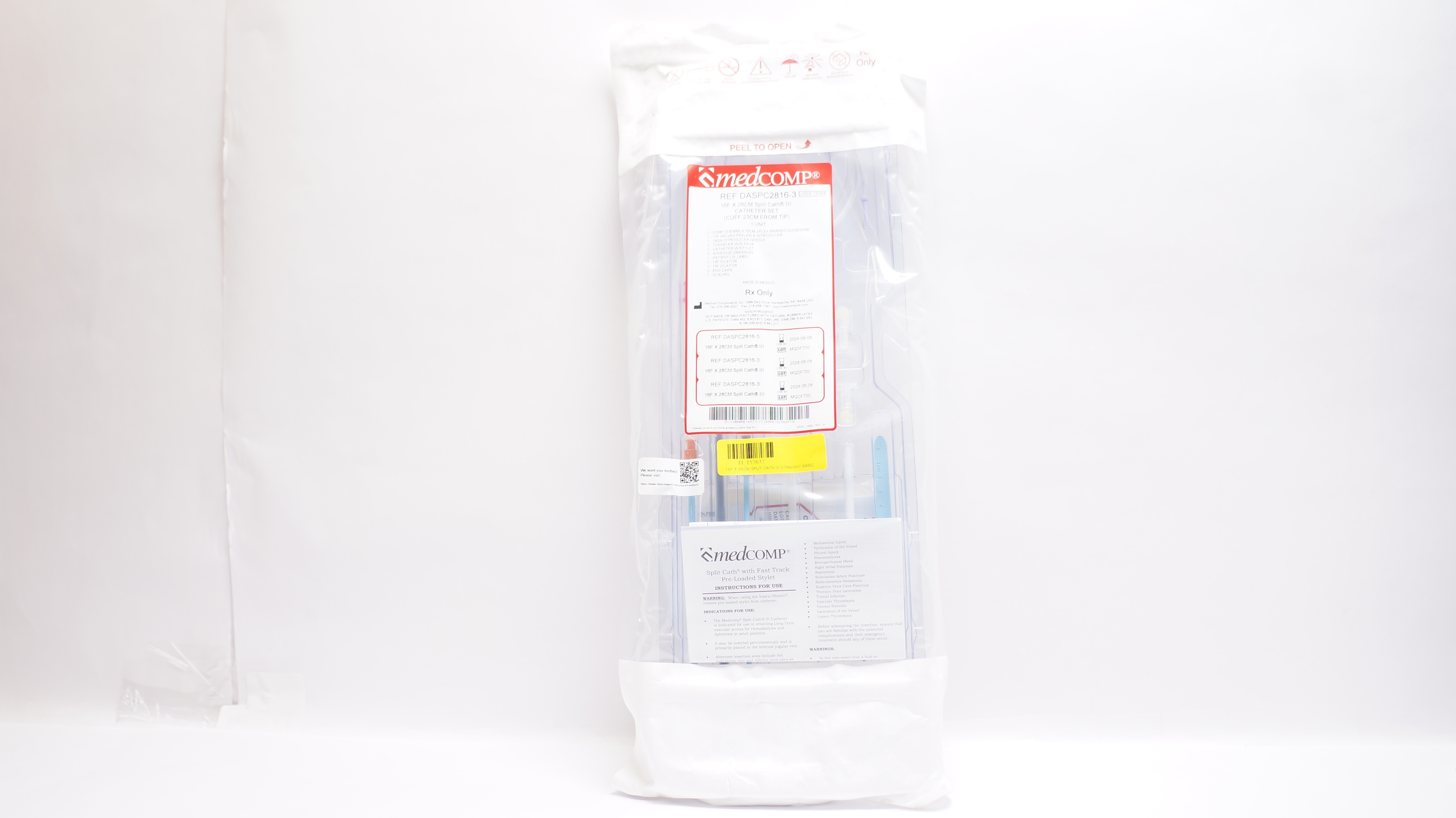 Medcomp DASPC2816-3 SplitCath III Cath. Set 16F x 28cm