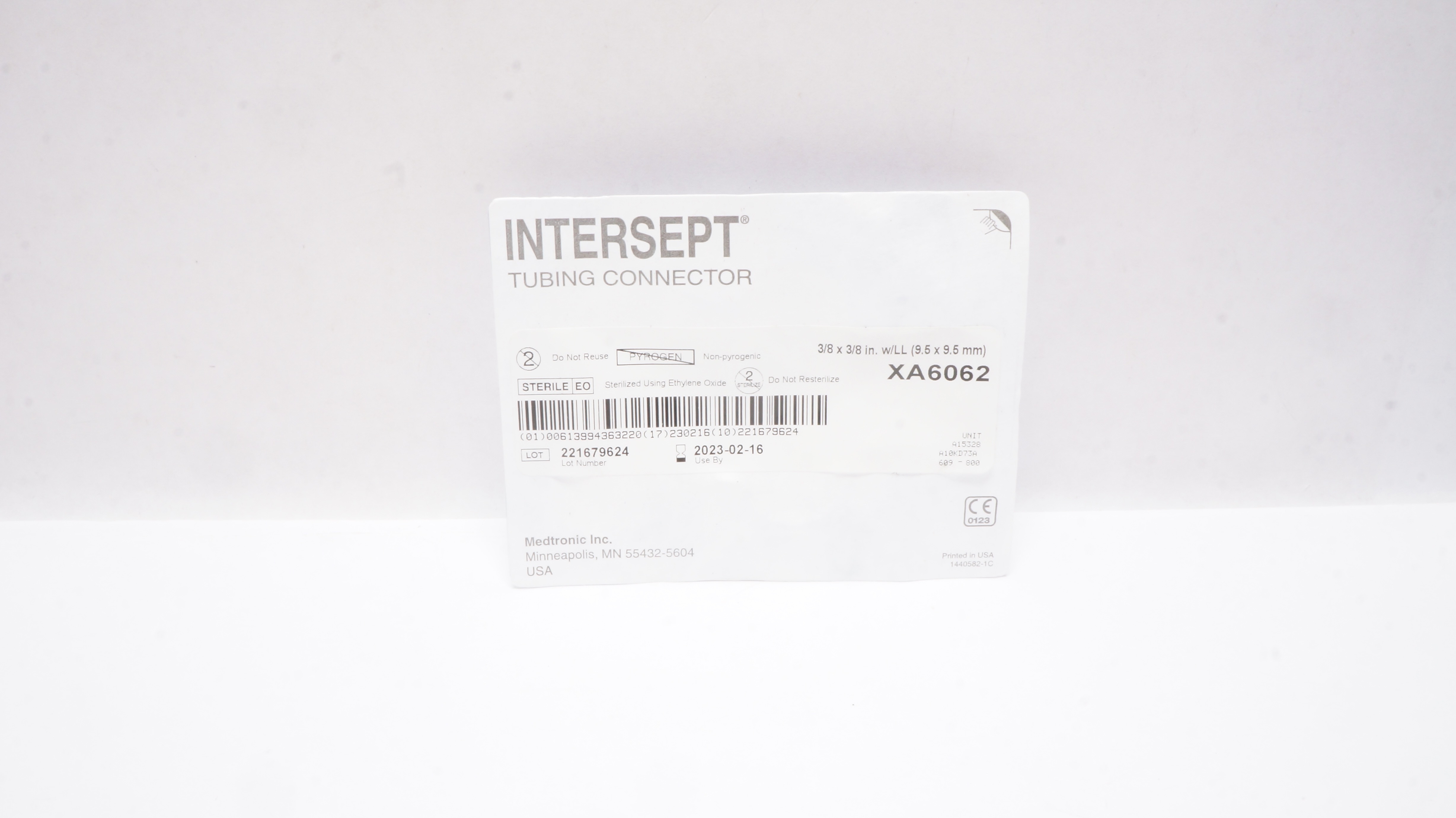 Medtronic XA6062 Intersept Tubing Connector 3/8 x 3/8inch (x)