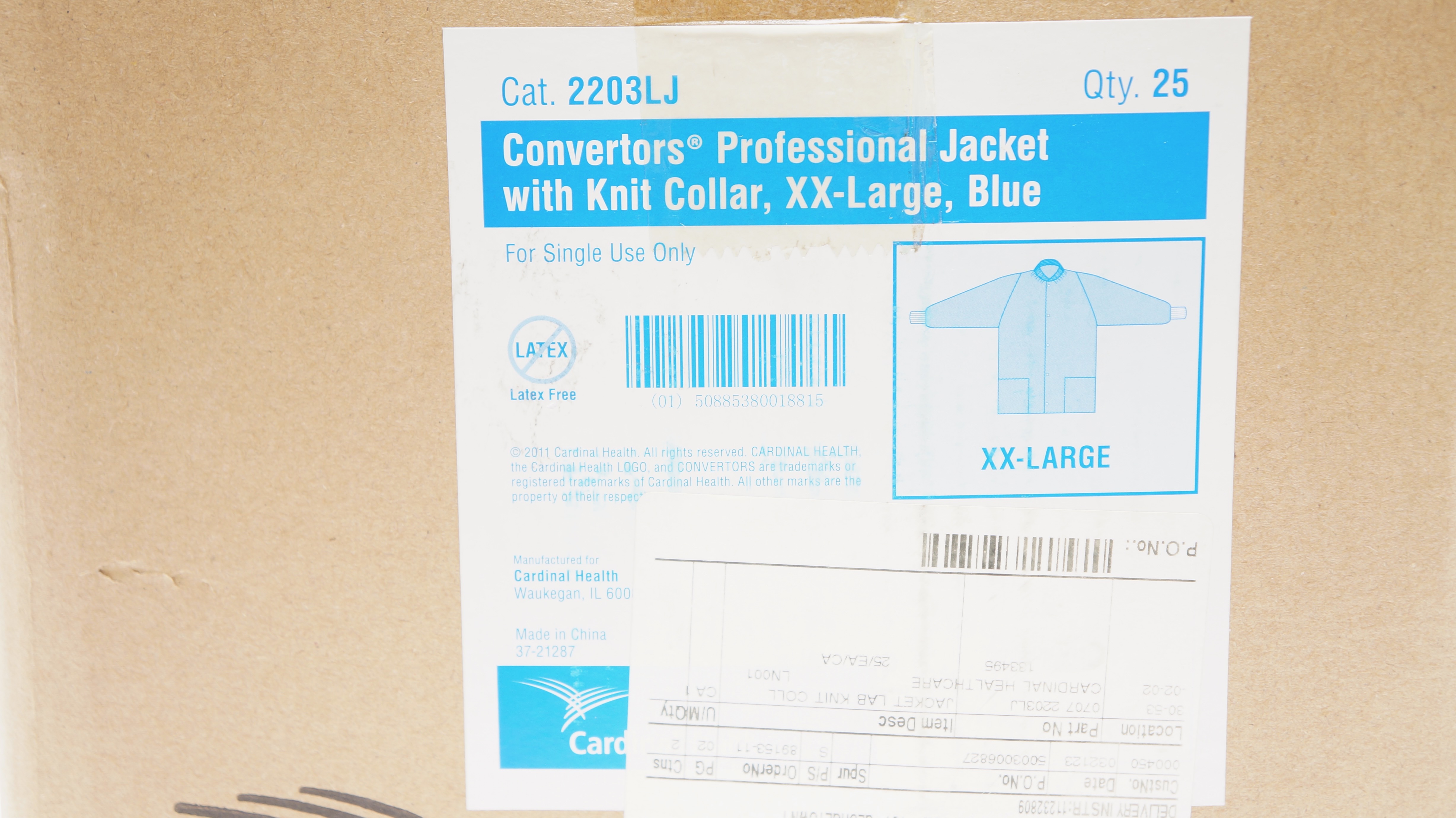 Cardinal Health 2203LJ Convertors Professional Jacket, XX-Large - Case of 25