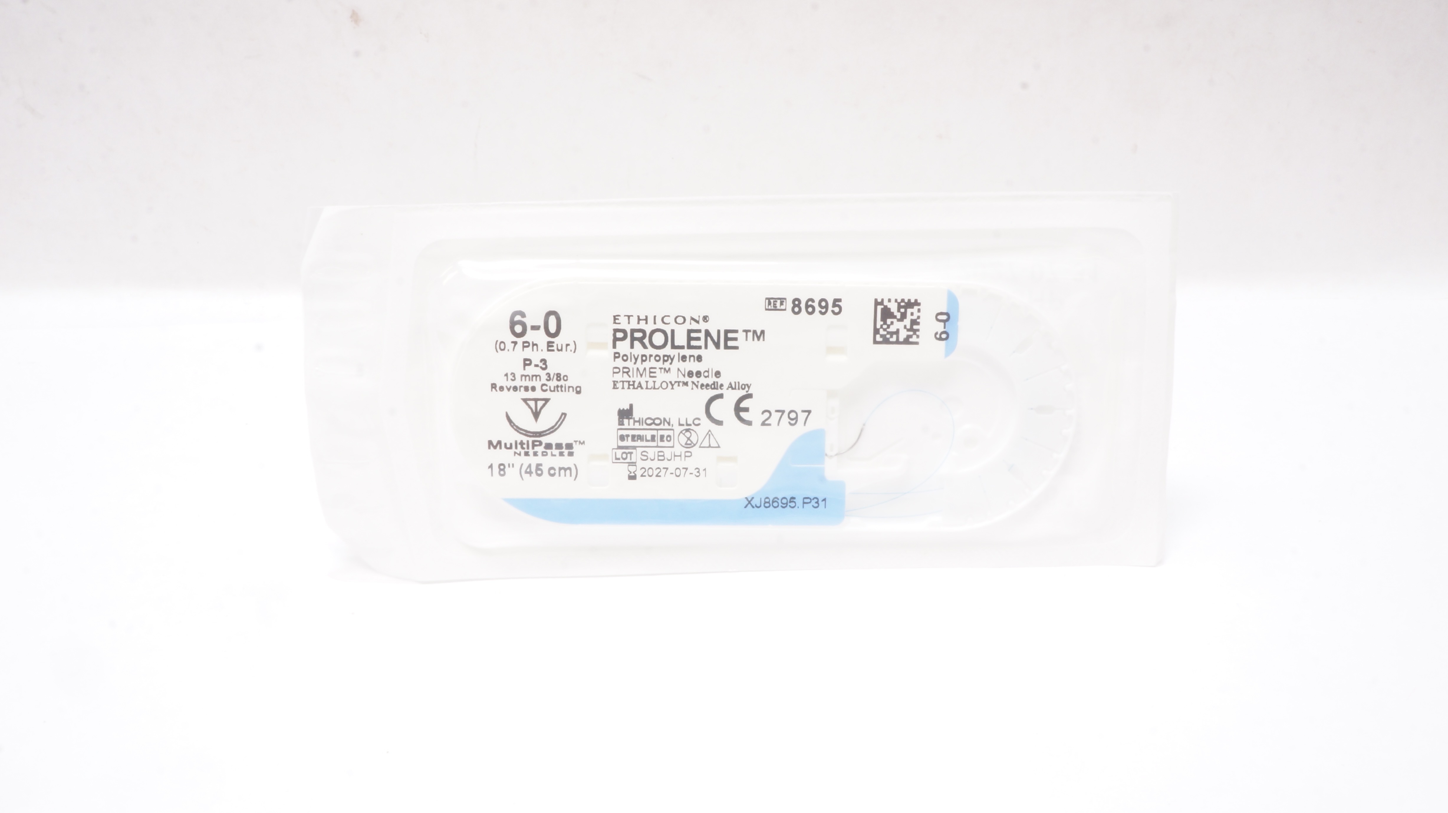 Ethicon 8695 6-0 PROLENE Polypropylene Stre P-3 13mm 3/8c Reverse Cutting 18inch