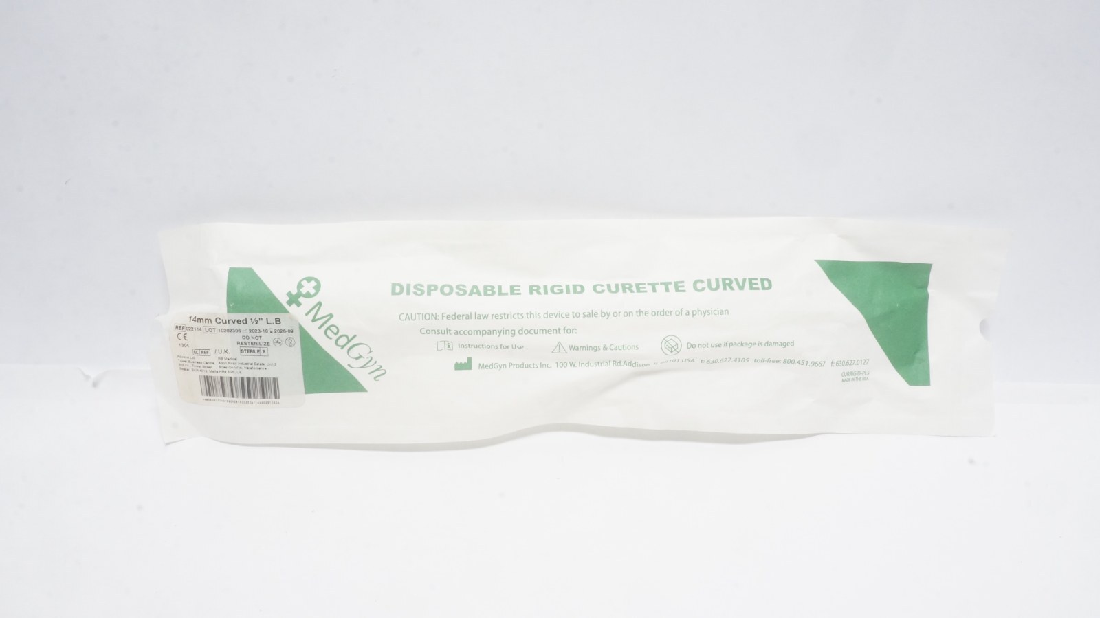 MedGyn 022114 Disposable Rigid Curette Curved 14mm