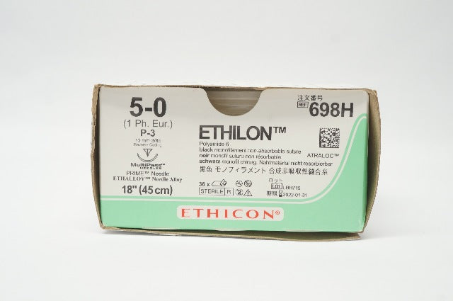 Ethicon 698H Ethilon 5-0 P-3 13mm 3/8c Reverse Cutting 18In (x) - Box of 36
