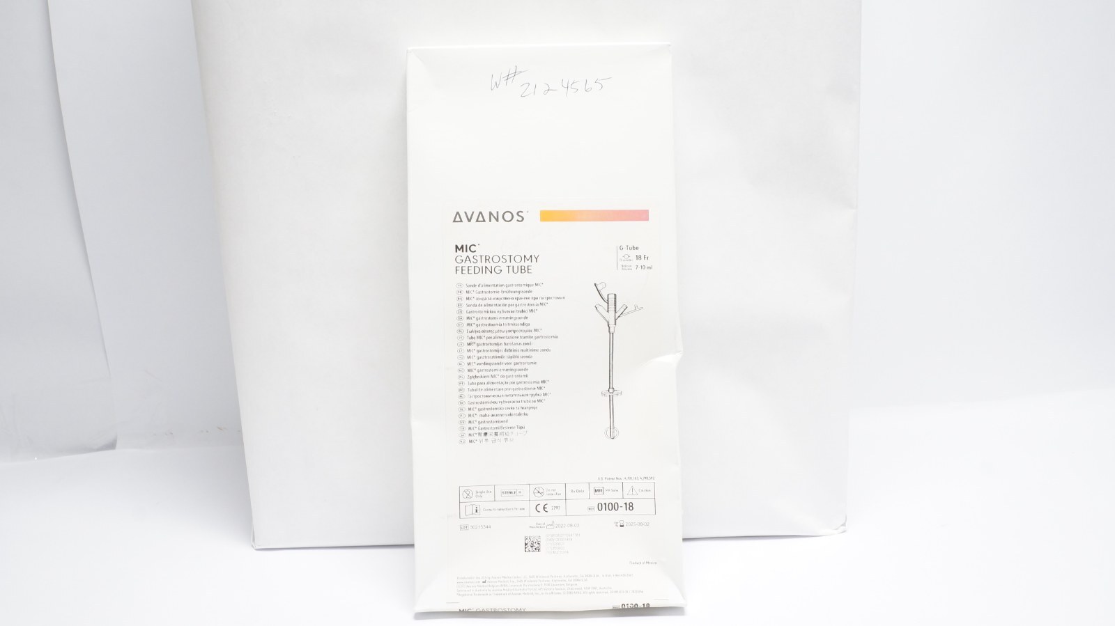 Avanos 0100-18 MIC Gastrostomy Feeding Tube 18 Fr 7-10 ml