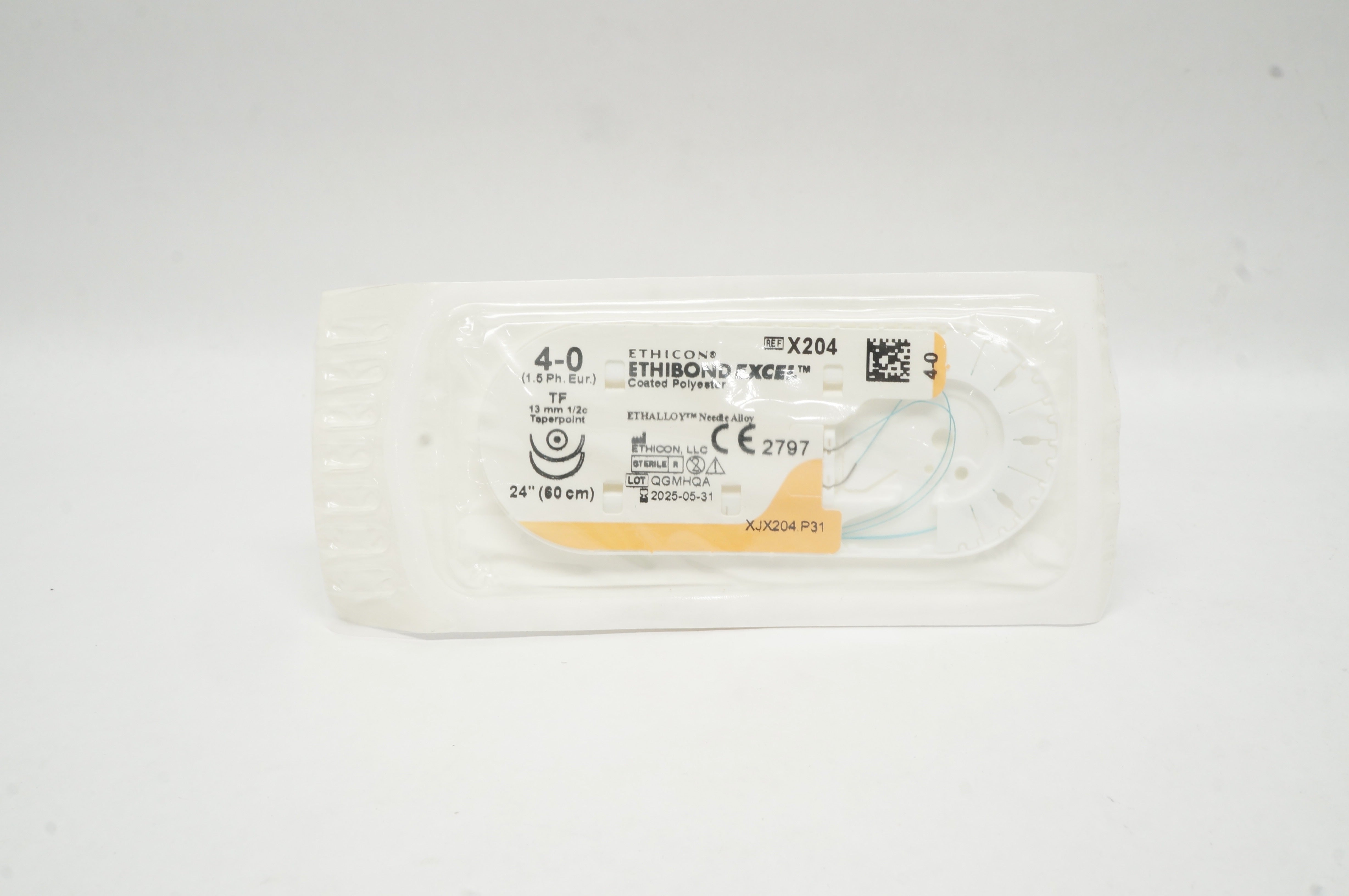 Ethicon X204 4-0 Ethibond Excel Polyester Stre TF 13mm 1/2c Taperoint 24 inch