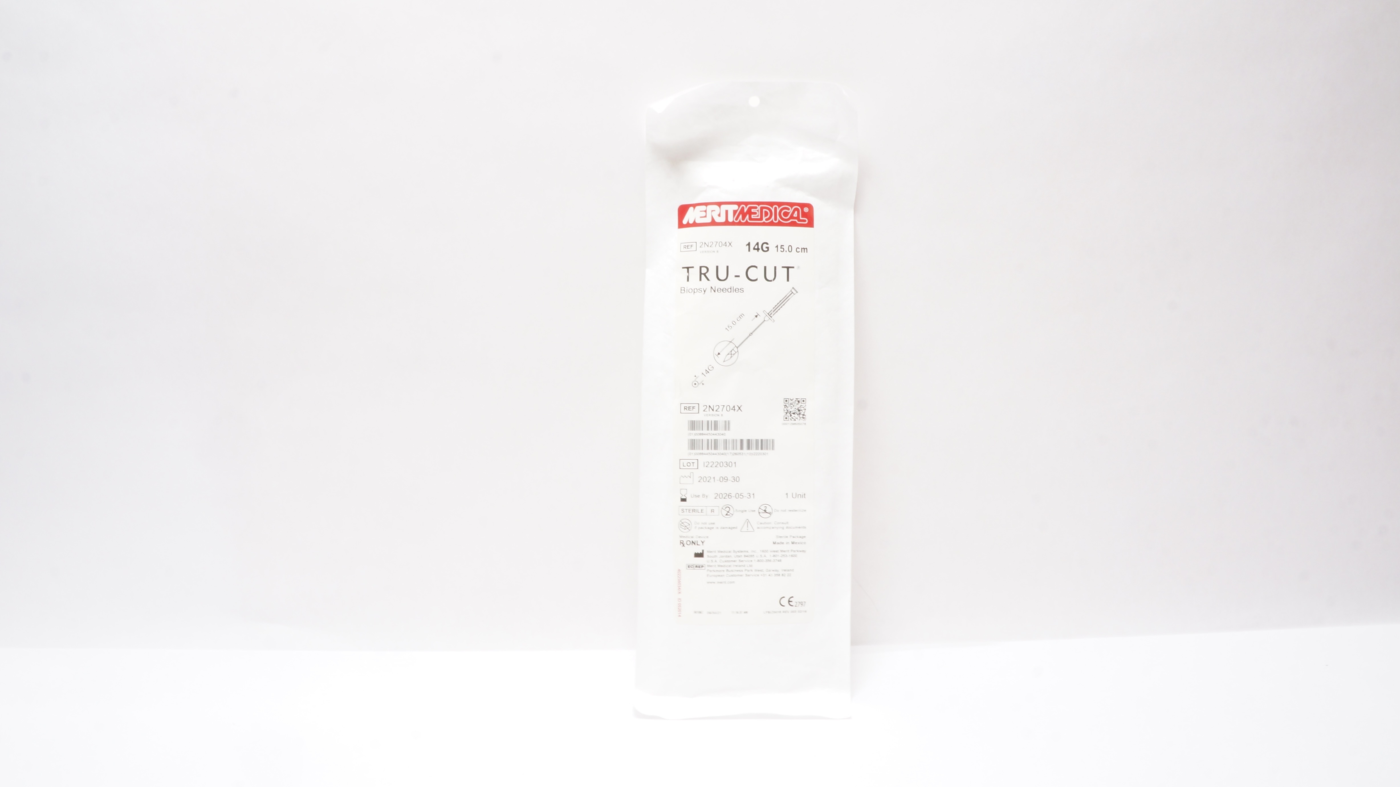 Merit Medical 2N2704X Tru-Cut Biopsy Ndles. 14G x 15cm