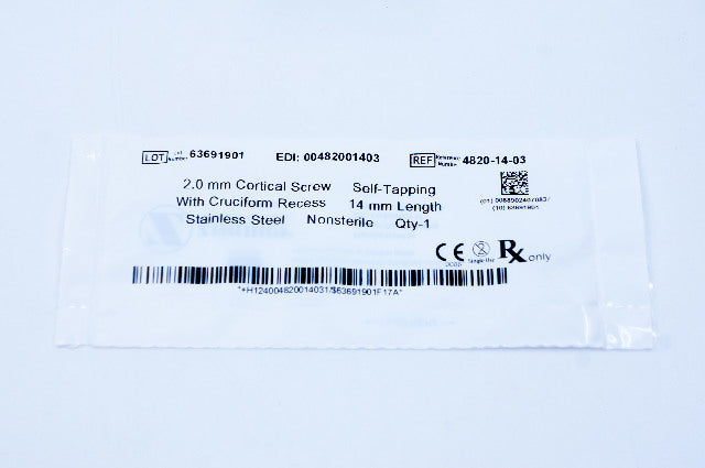 Zimmer 4820-14-03 2.0mm Cortical Screw, Self-Tapping, 14mm Length