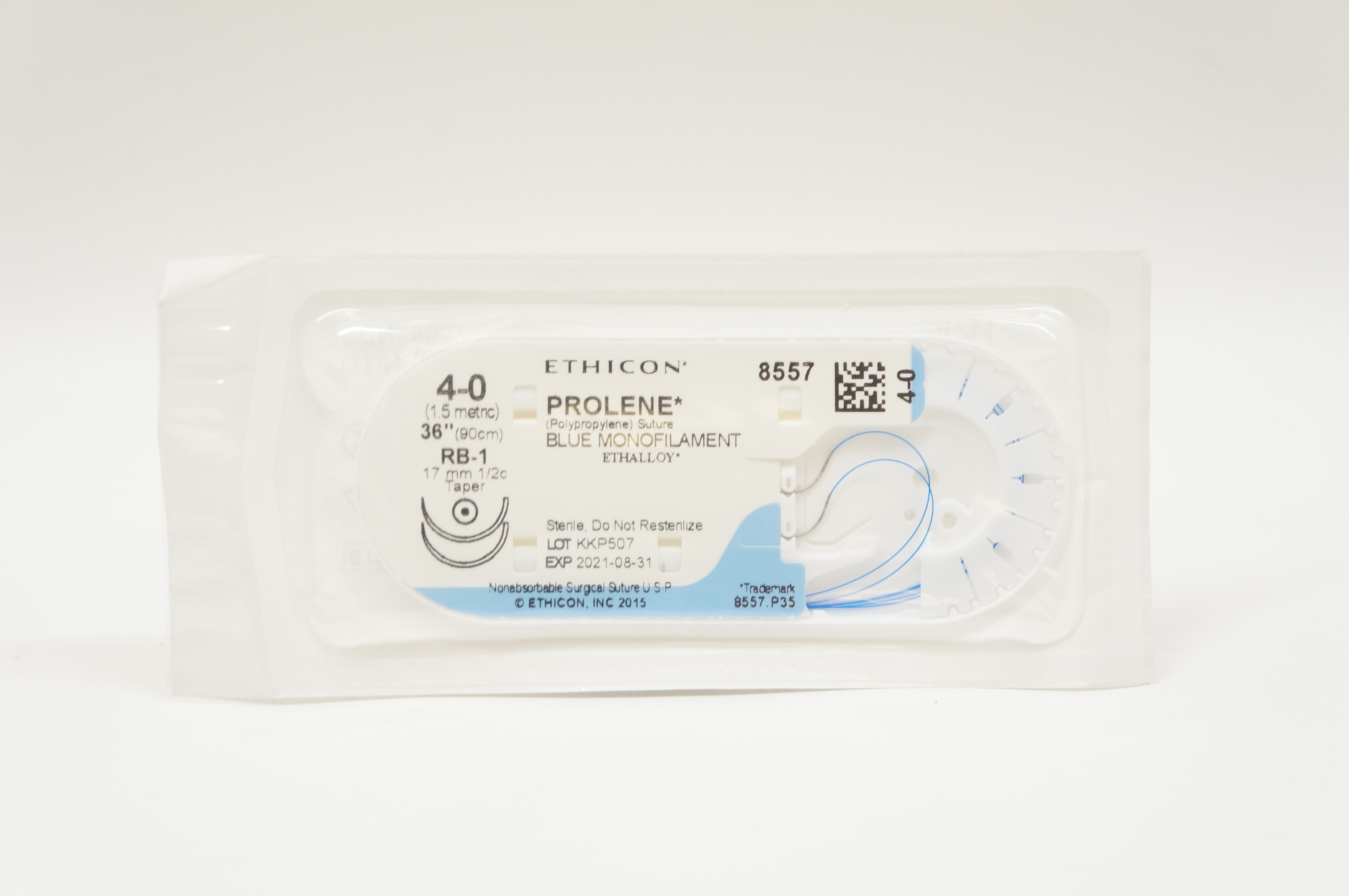 Ethicon 8557 4-0 PROLENE, RB-1, 17mm 1/2c Taper, 36inch