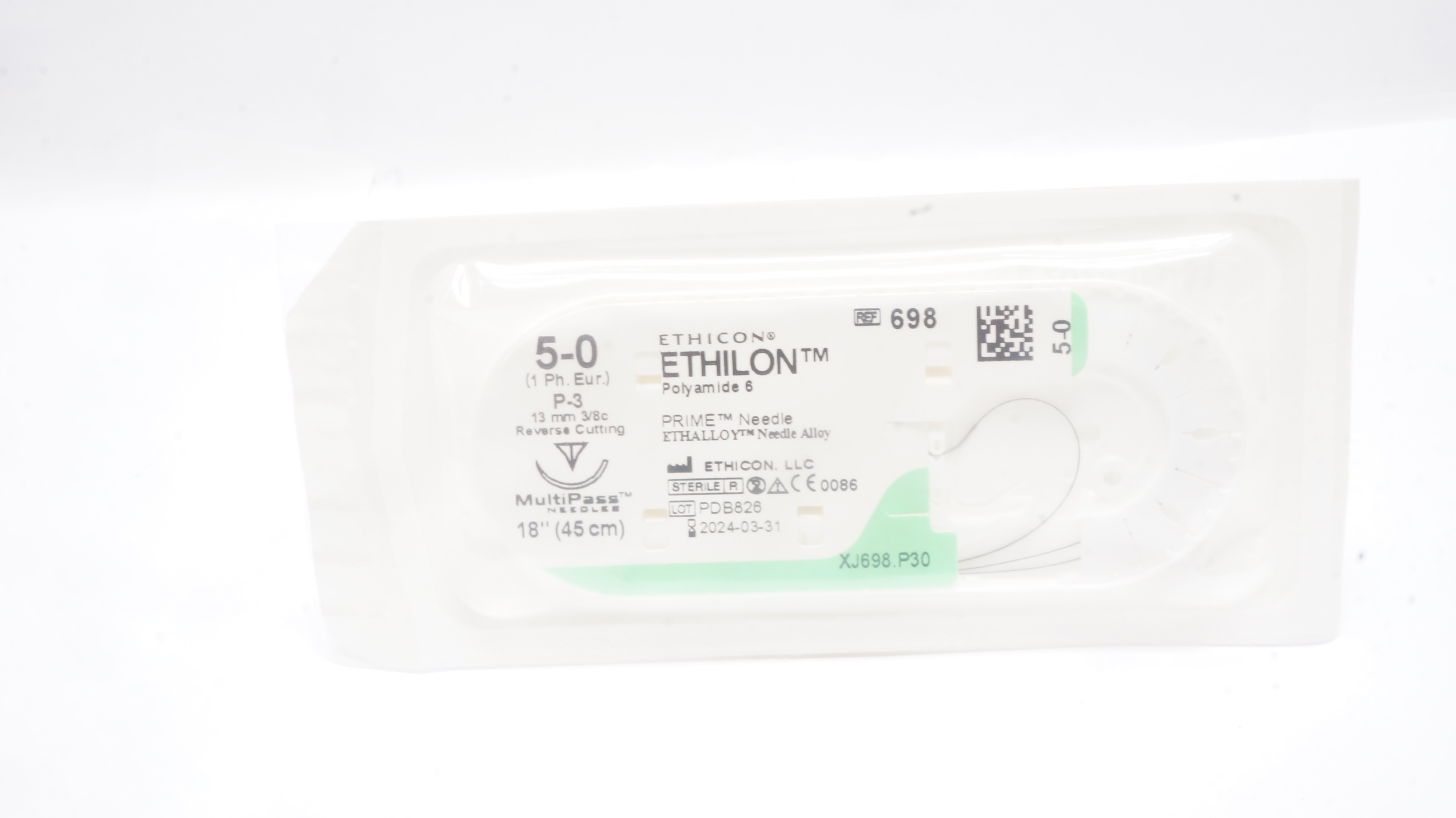 Ethicon 698 5-0 Ethilon Polyamide 6 Stre P-3 13mm 3/8c Reverse Cutting, 18inch