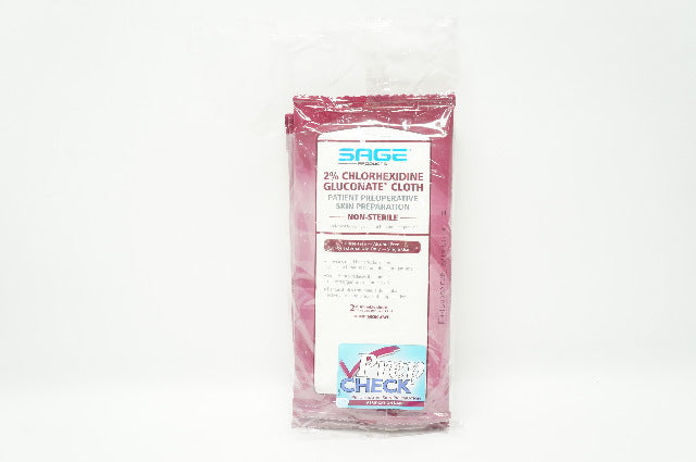 SAGE 9707 2% Chlorhexidine Gluconate Cloth - Pack of 2 (x)