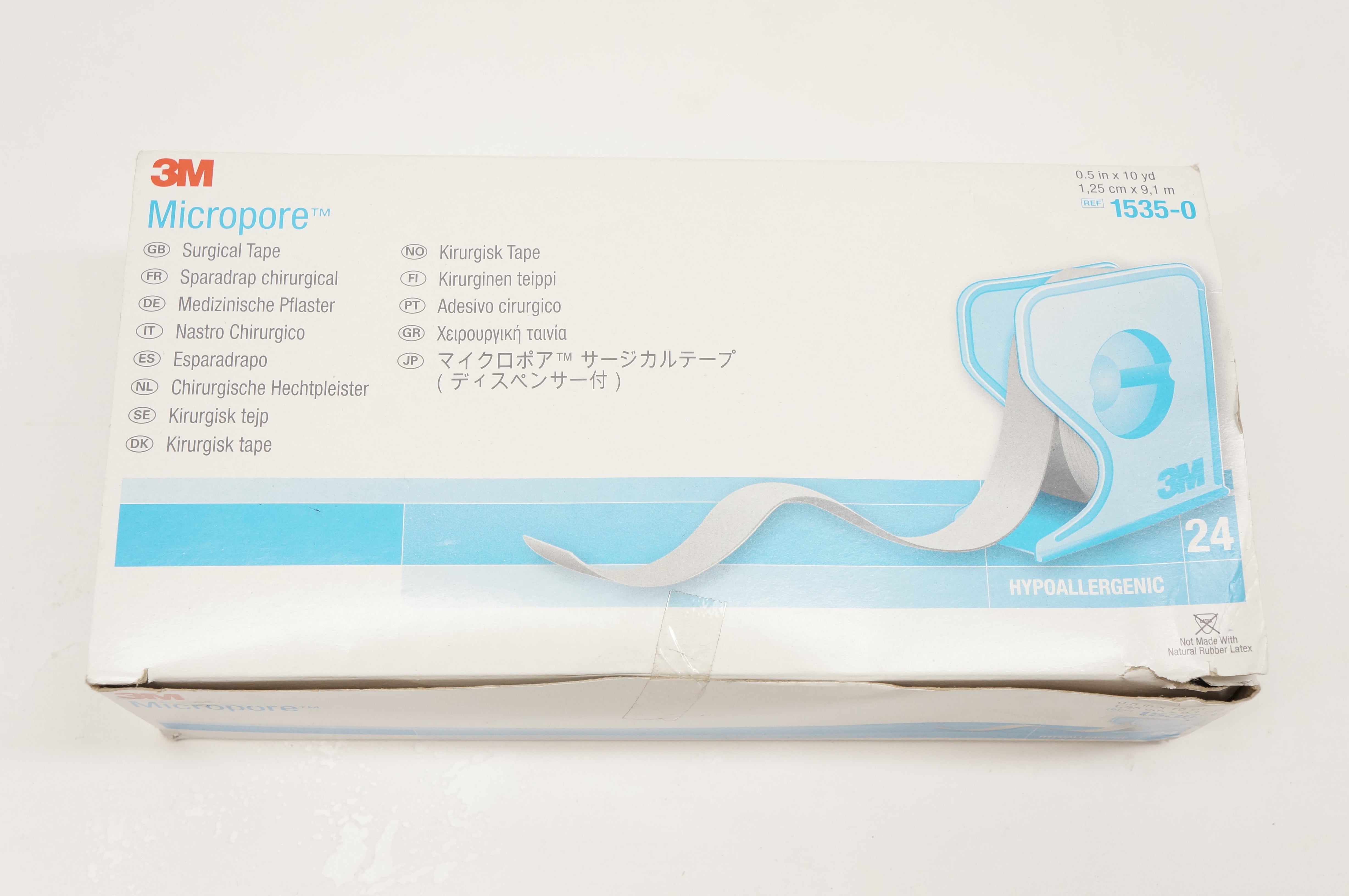 3M 1535-0 Micropore Surgical Tape 0.5inch x 10yd. - Box of 24