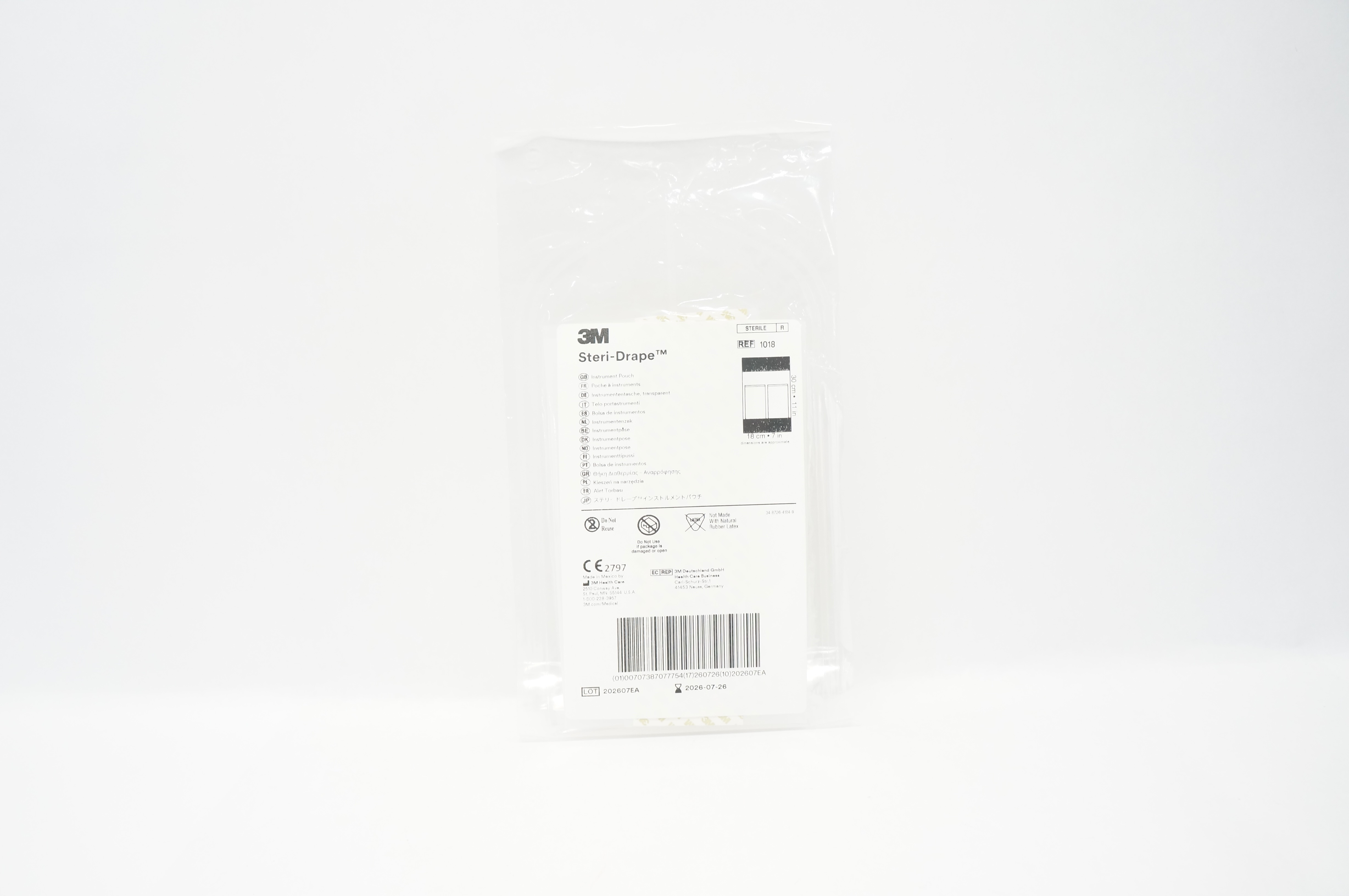 3M 1018 Steri-Drape Instrument Pouch 11inch x 7inch